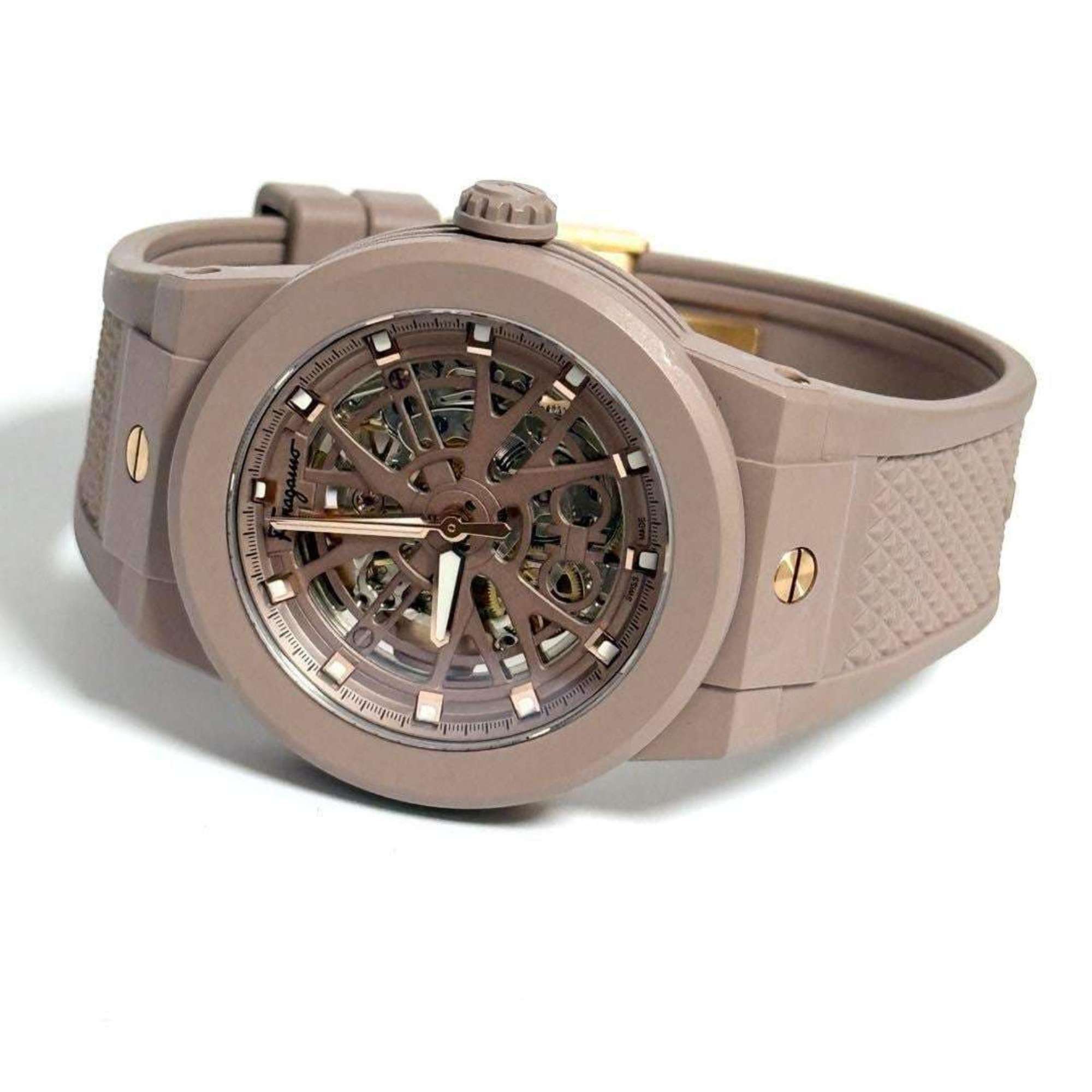 Salvatore Ferragamo Ferragamo Square Brown Leather Strap 