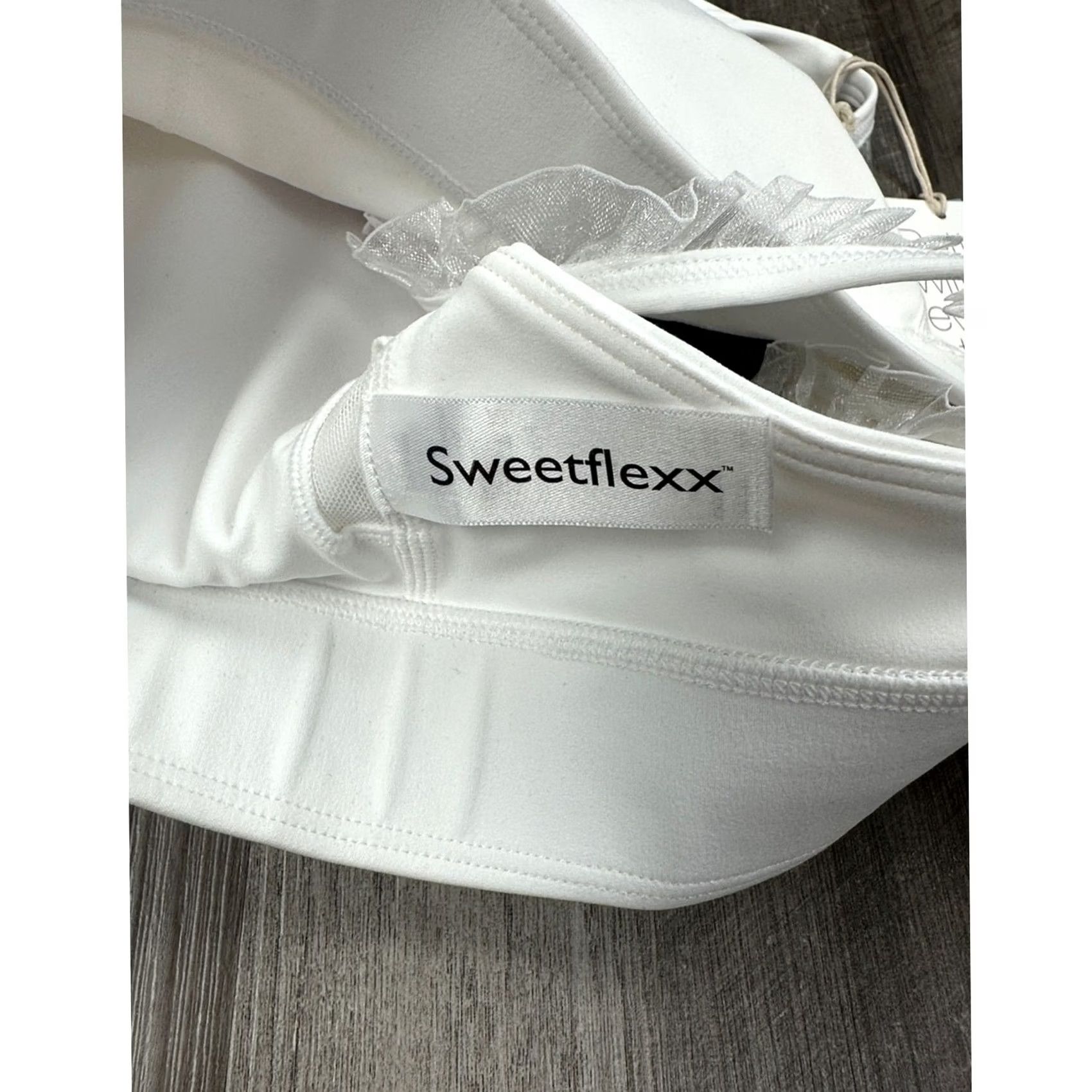 Vintage Sweetflexx White Lace Sports Bra L Women Large Size ONE SIZE - 3 Thumbnail