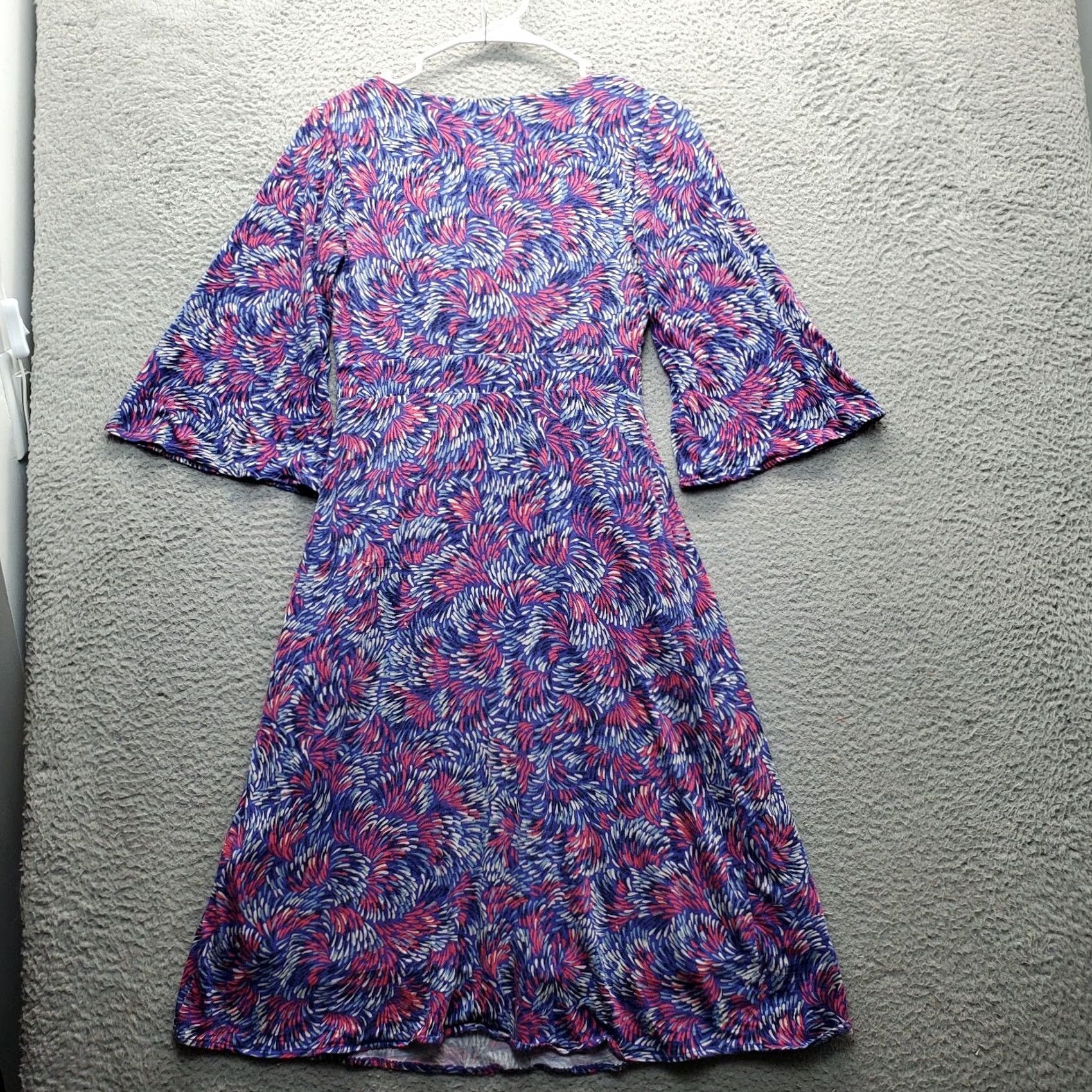 Boden Boden Fit & Flare Dress Women's 4 Multi Geometric Lined Flare Sleeve Wrap V-Neck Size S / US 4 / IT 40 - 2 Thumbnail