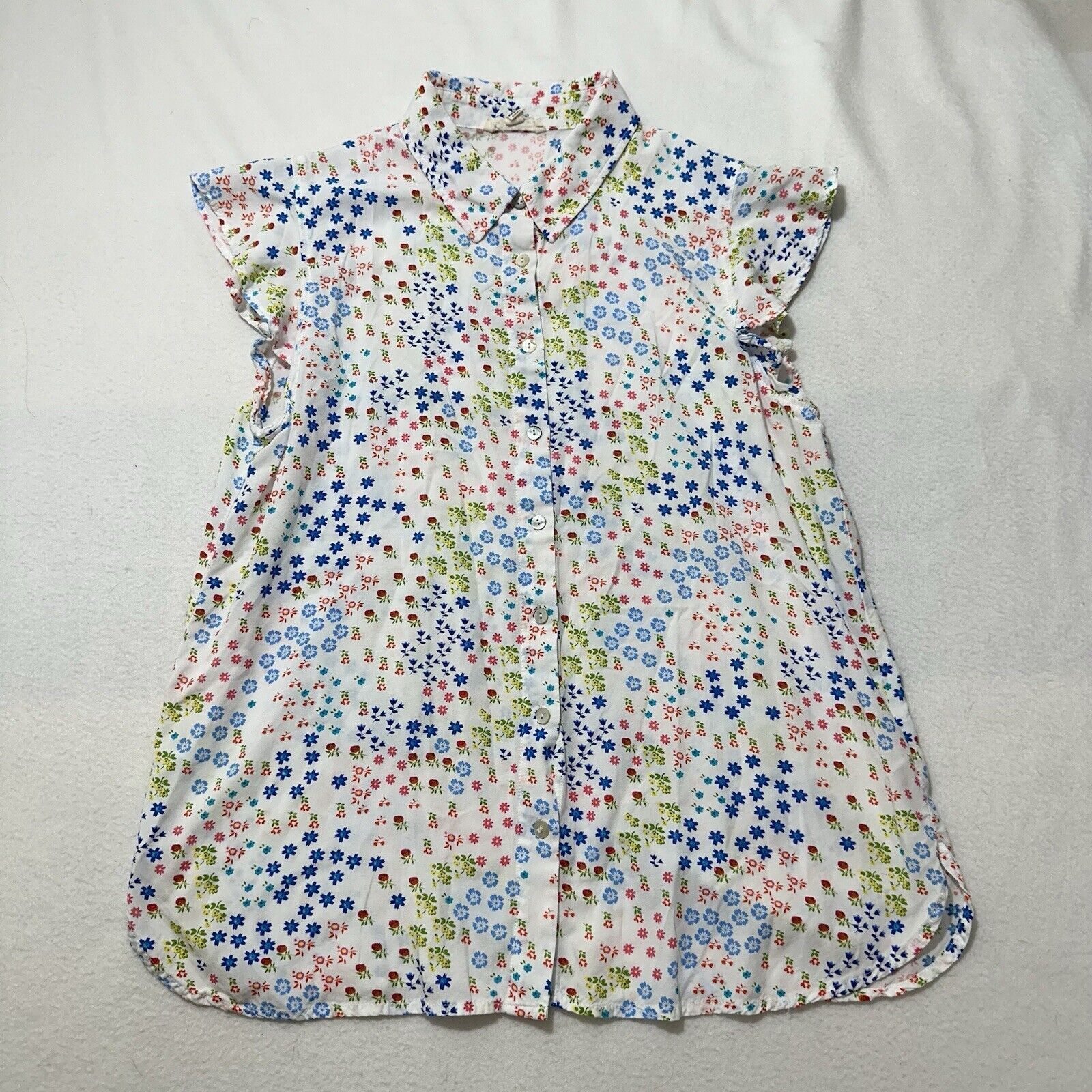 Other Jane and Delancey Medium White Floral Blouse Flutter Sleeves Size M / US 6-8 / IT 42-44 - 1 Thumbnail