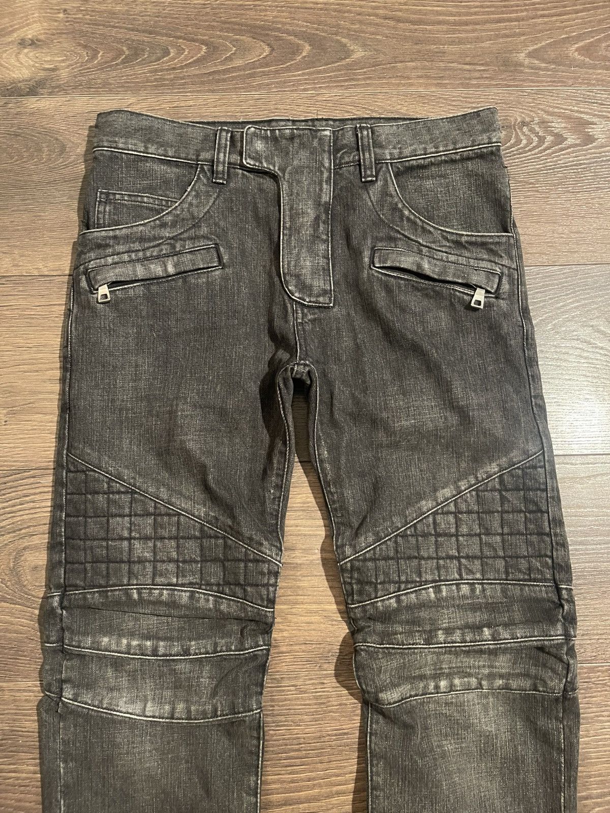Balmain Balmain 2012 Waffle Knit Biker Jeans Size US 30 / EU 46 - 2 Thumbnail