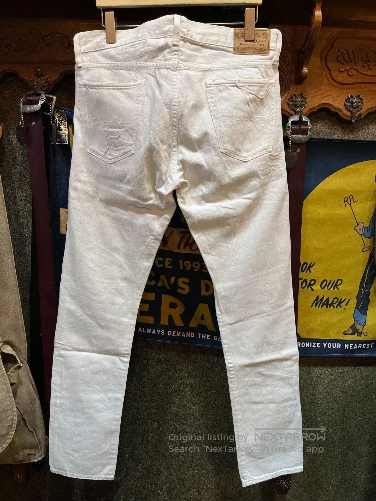 RRL Ralph Lauren white distressed patch denim pants. Size US 33 - 2 Thumbnail