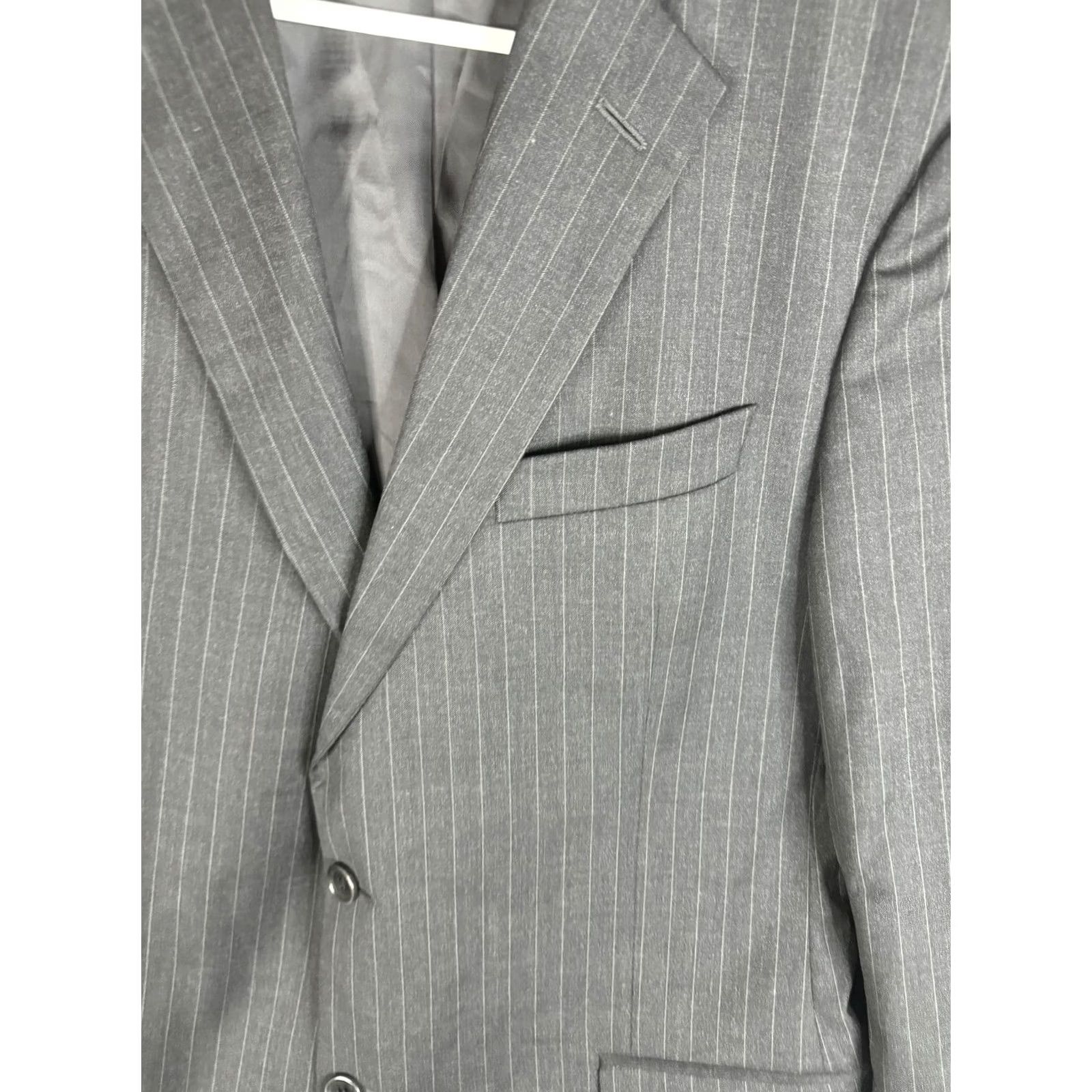 Brooks Brothers Brooks Brothers Jacket 42R Gray Pinstripe 1818 Fitzgerald Wool Blazer Slim Notch Two-Button Single-Breasted Mens Suit Jacket Size 42R - 5 Thumbnail