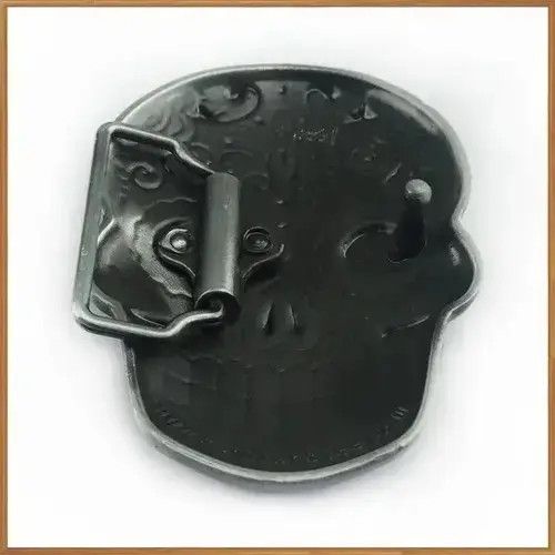Other blue enameled skull head belt buckle ( no belt ) Size ONE SIZE - 2 Thumbnail