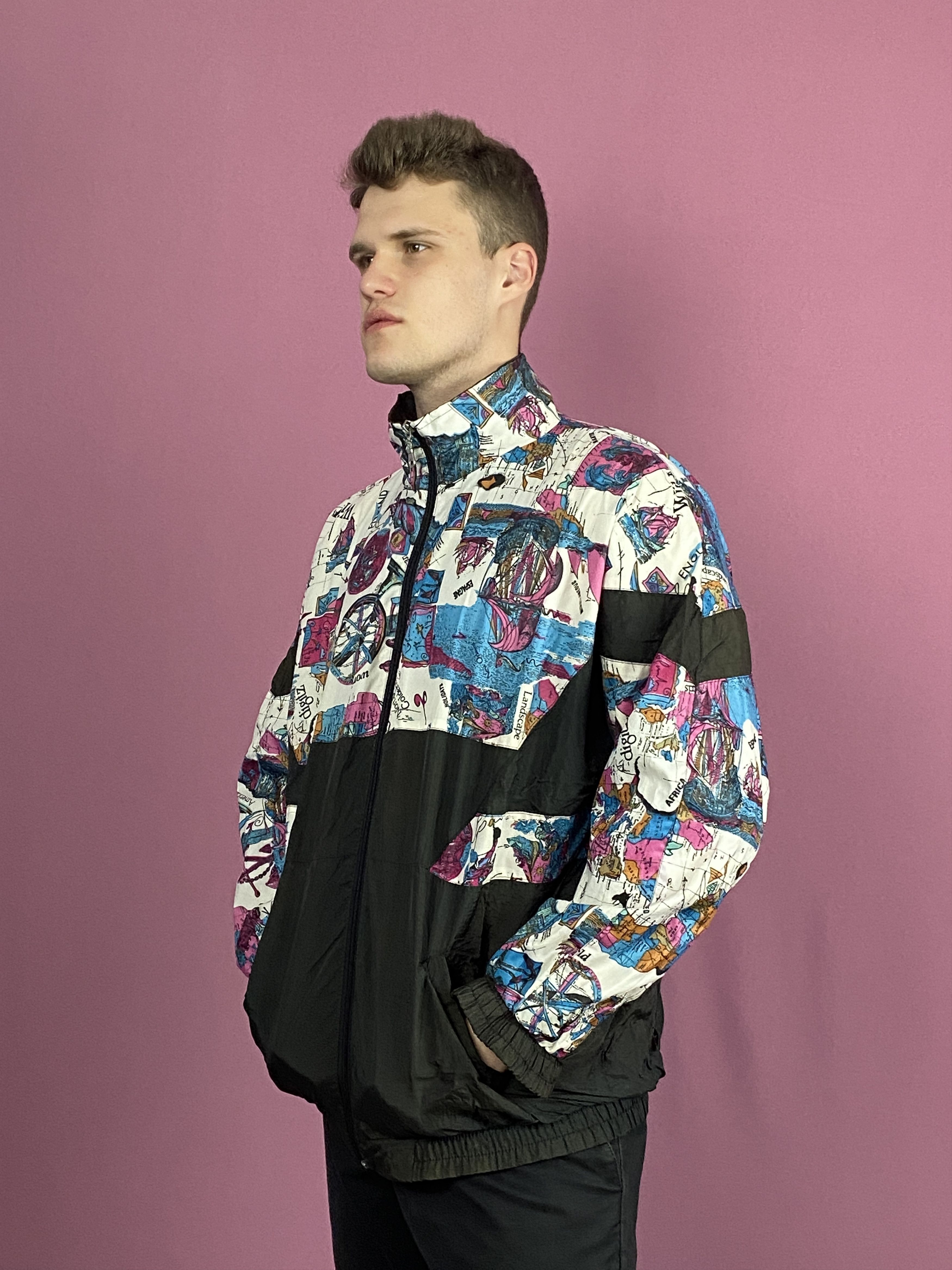 Vintage 90s Vintage Men's Abstract Windbreaker Jacket - L Size US L / EU 52-54 / 3 - 2 Thumbnail