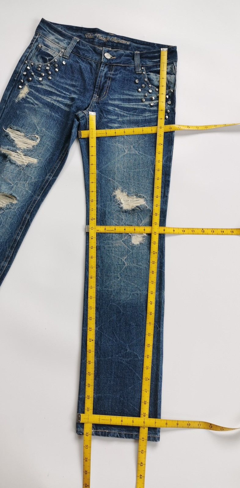 Japanese Brand The Vintage Standard Studded Distressed Jeans ERD Grunge Size US 32 / EU 48 - 11 Thumbnail