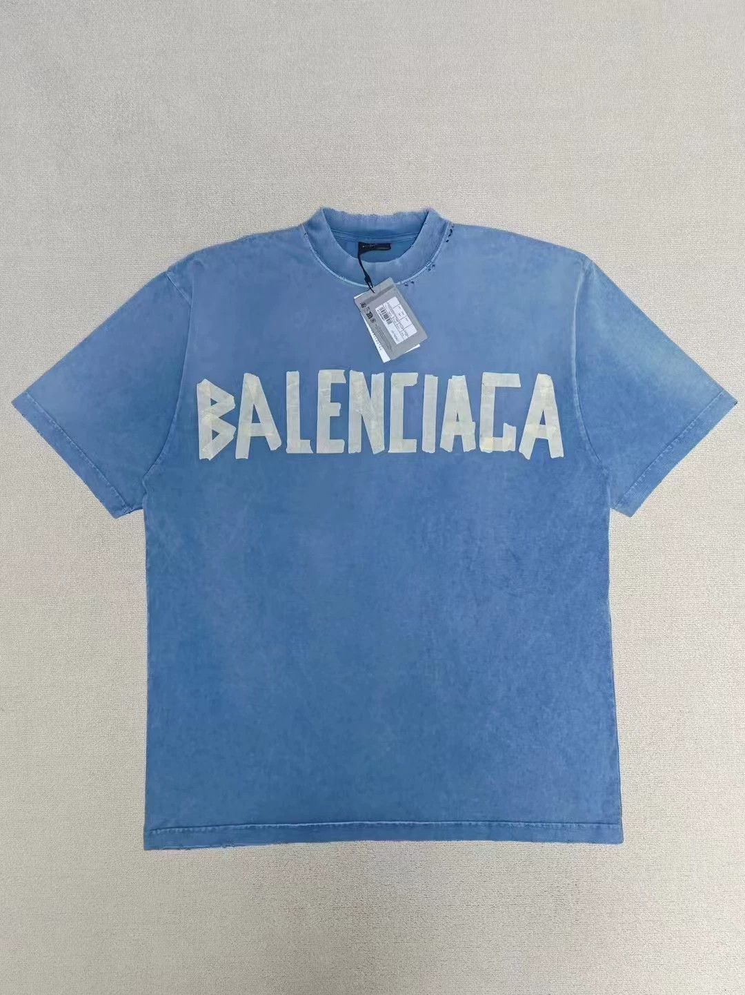 Balenciaga 24ss Haze Blue Tape Adhesive Tape TAPE TYPE Masked Paper Short Sleeve