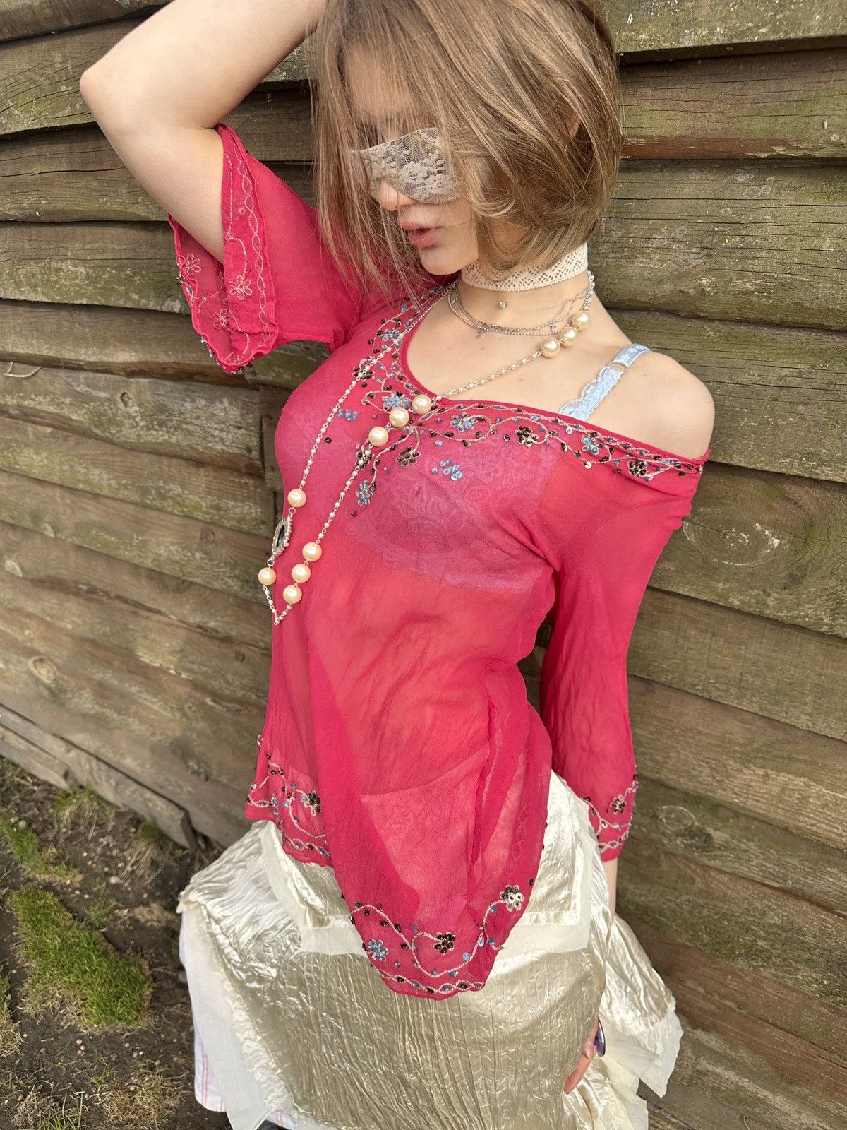 Vintage Vintage Silk hot pink translucent blouse Size S / US 4 / IT 40 - 2 Thumbnail