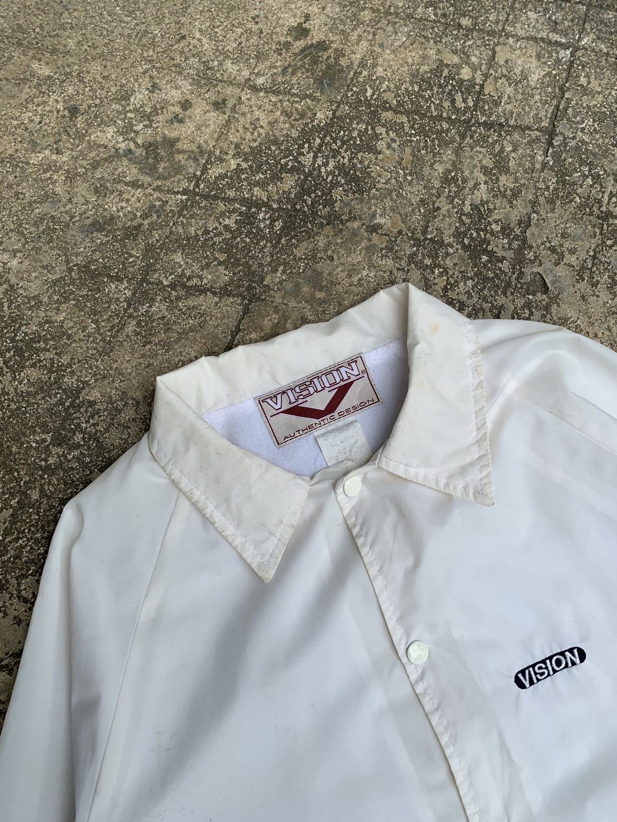 Vintage × Vision Streetwear 1990s Vision Street Wear USA White Embroidery Coach Jacket Size US L / EU 52-54 / 3 - 7 Thumbnail