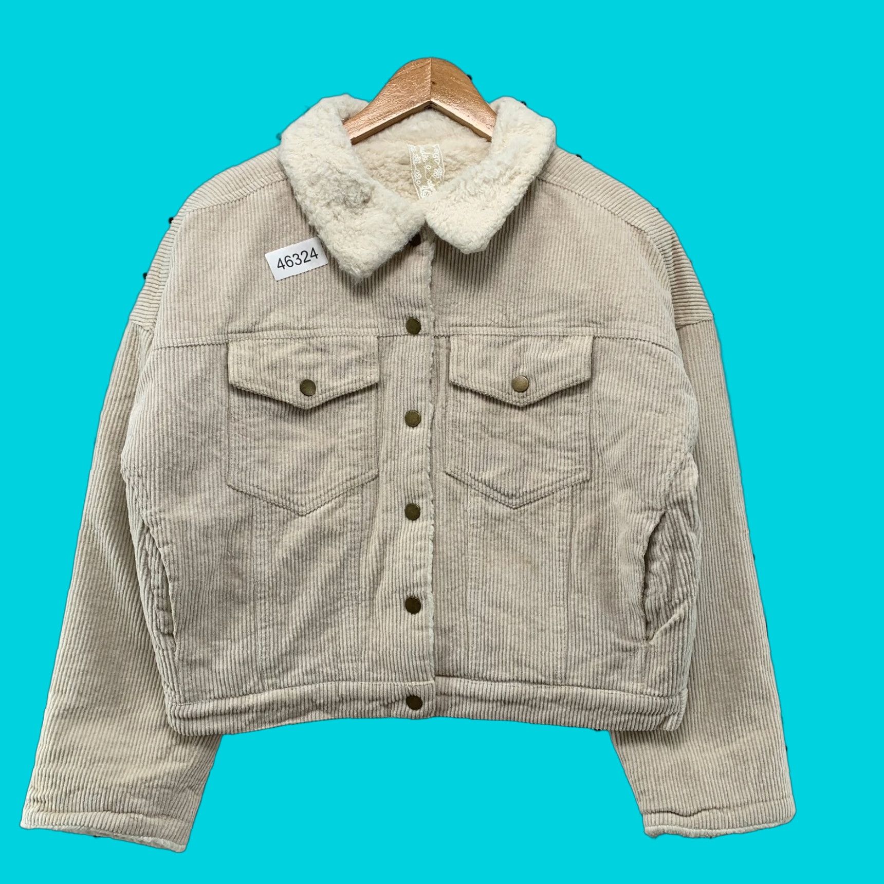 Vintage Sade & Sage Corduroy Jacket Womens Medium Beige Sherpa Faux Fur Liner Soft COzy Casual Jacket Adults Mens Womens Boys Girls Size M / US 6-8 / IT 42-44 - 1 Thumbnail