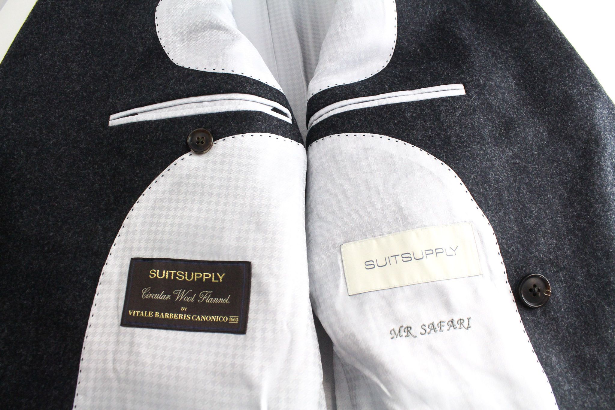 Suitsupply LA SPALLA UK38R Grey Circular Wool Flannel Suit 73386 Size 38R - 7 Thumbnail