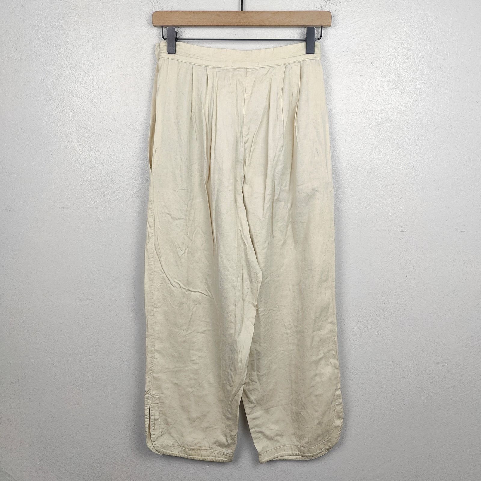 Black Crane Black Crane Pants Womens XS Cream Wide Leg Pleated Size 26" / US 2 / IT 38 - 6 Thumbnail
