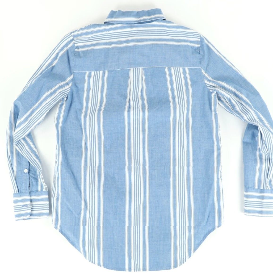 Madewell Madewell Shirt Striped Blue Women's XS Popover Chambray 1/2 Button Up A5617 Size XS / US 0-2 / IT 36-38 - 4 Thumbnail