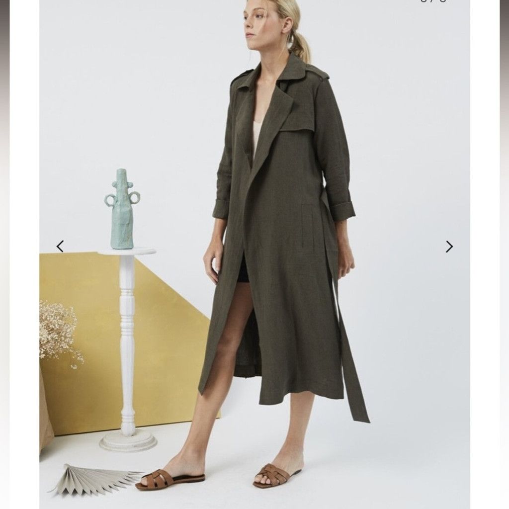 Other NAÏF MONTREAL Olive Green Flowy Minimalist Trench Coat sz M Size L / US 10 / IT 46 - 4 Thumbnail