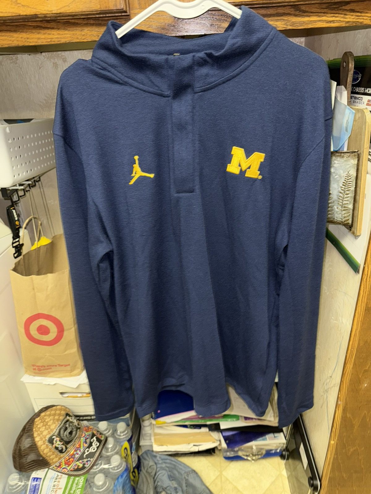 Jordan Brand University Michigan Jumpman Pullover 1/4 Zip Fleece Shirt Size US L / EU 52-54 / 3 - 1 Thumbnail
