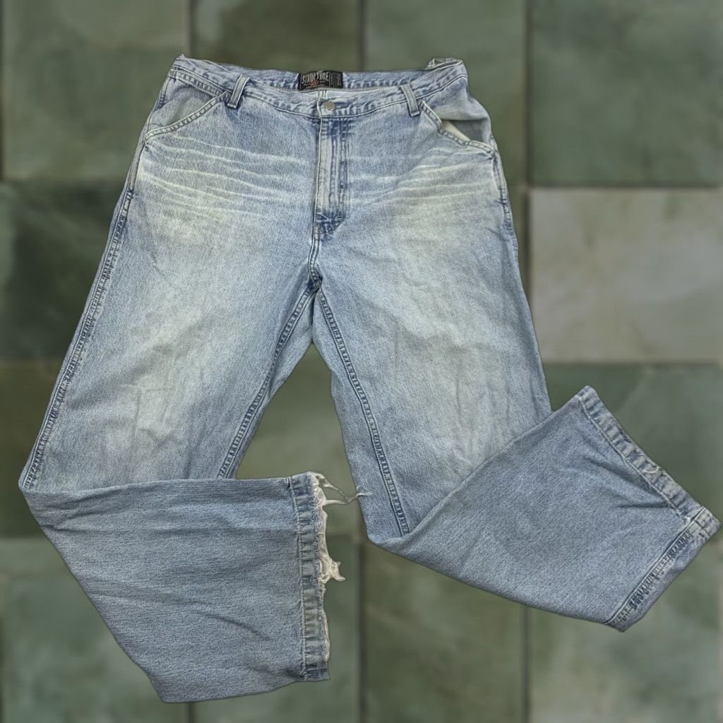 Vintage VINTAGE Structure Jeans Adult 34x29 Blue Grunge Y2K Baggy Thrashed Worn Faded Closure Zip Mens Jeans 34 Blue Grunge Y2K Size US 34 / EU 50 - 1 Thumbnail