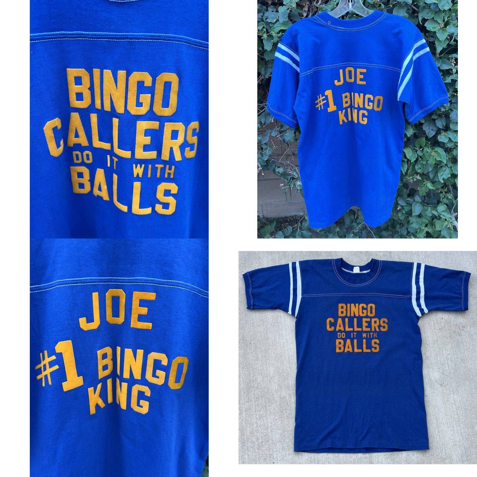 Vintage VINTAGE Bingo Callers Do It With Balls Shirt Joe #1 Bingo King Tee Blue 80s L Mens Player Shirt Size US L / EU 52-54 / 3 - 9 Thumbnail
