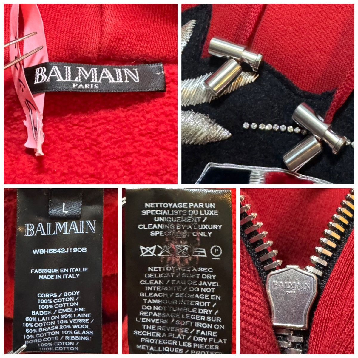 Balmain Balmain Homme Emblem Side Zip Hoodie Pullover Size US L / EU 52-54 / 3 - 2 Thumbnail