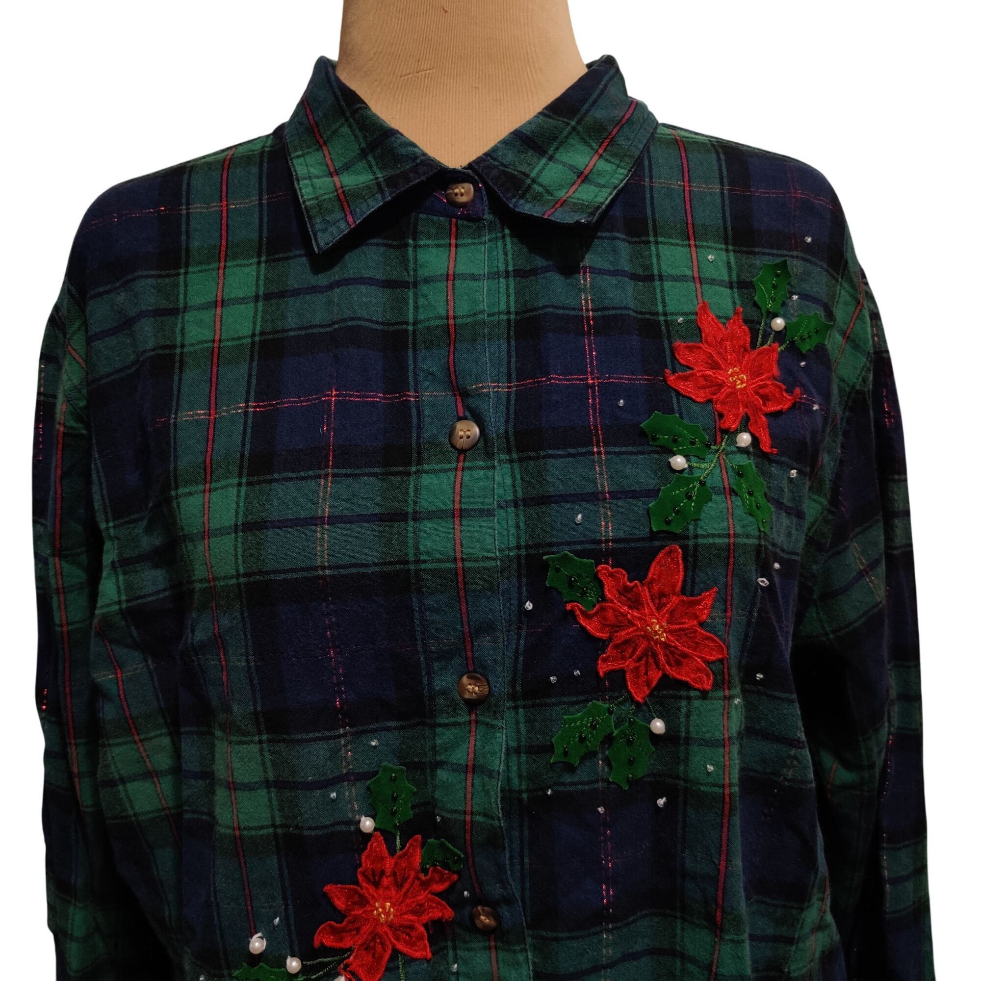 Vintage Vintage Victoria Jones Plus Size 2X Green Plaid Poinsettia B Size XXL / US 16-18 / IT 52-54 - 11 Thumbnail