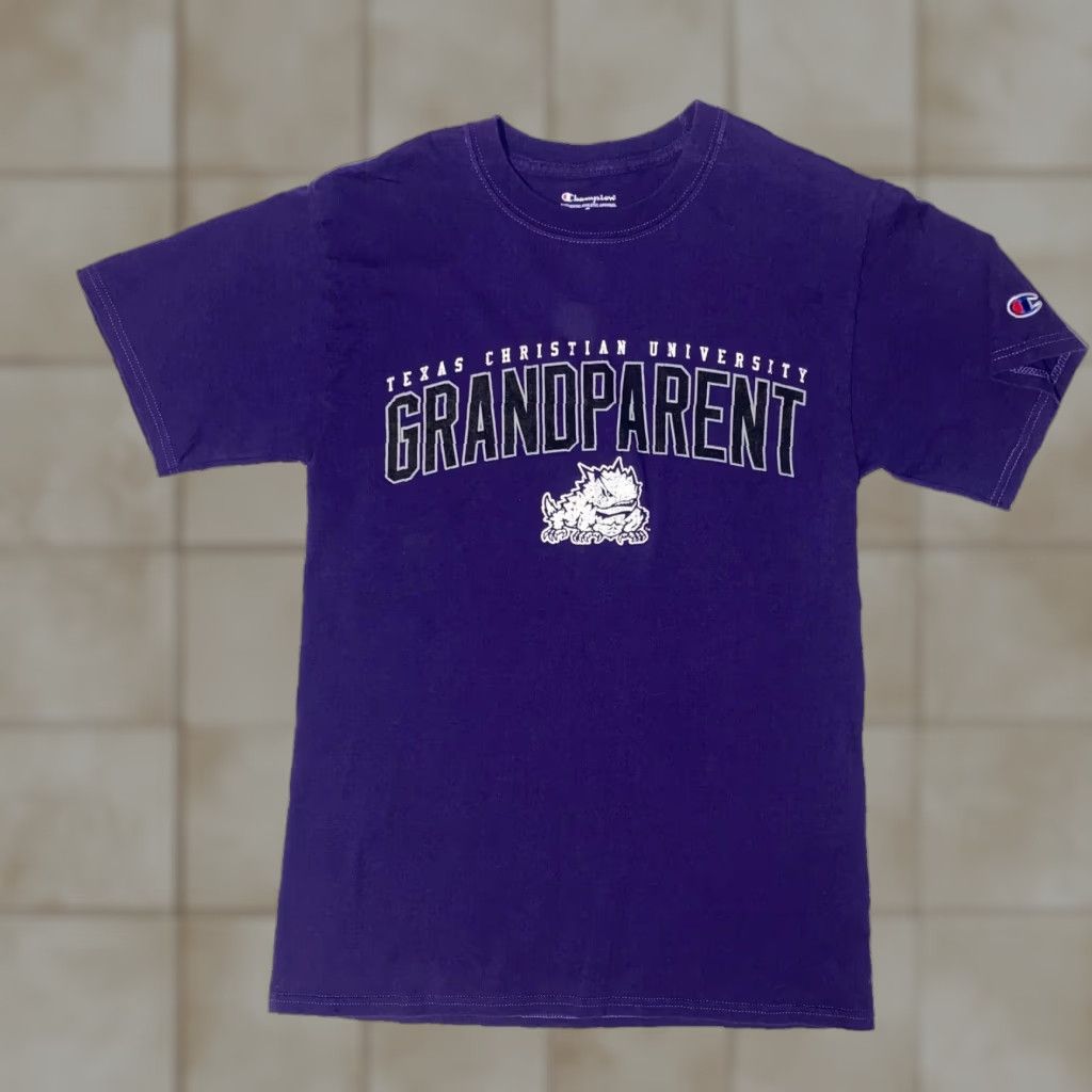 Champion TCU Horned Frogs Champion Tshirt Purple S Unisex Adults Short Sleeve Crew Neck Cotton Jersey Logo University 2010s Vintage No N/A Size US S / EU 44-46 / 1 - 1 Thumbnail