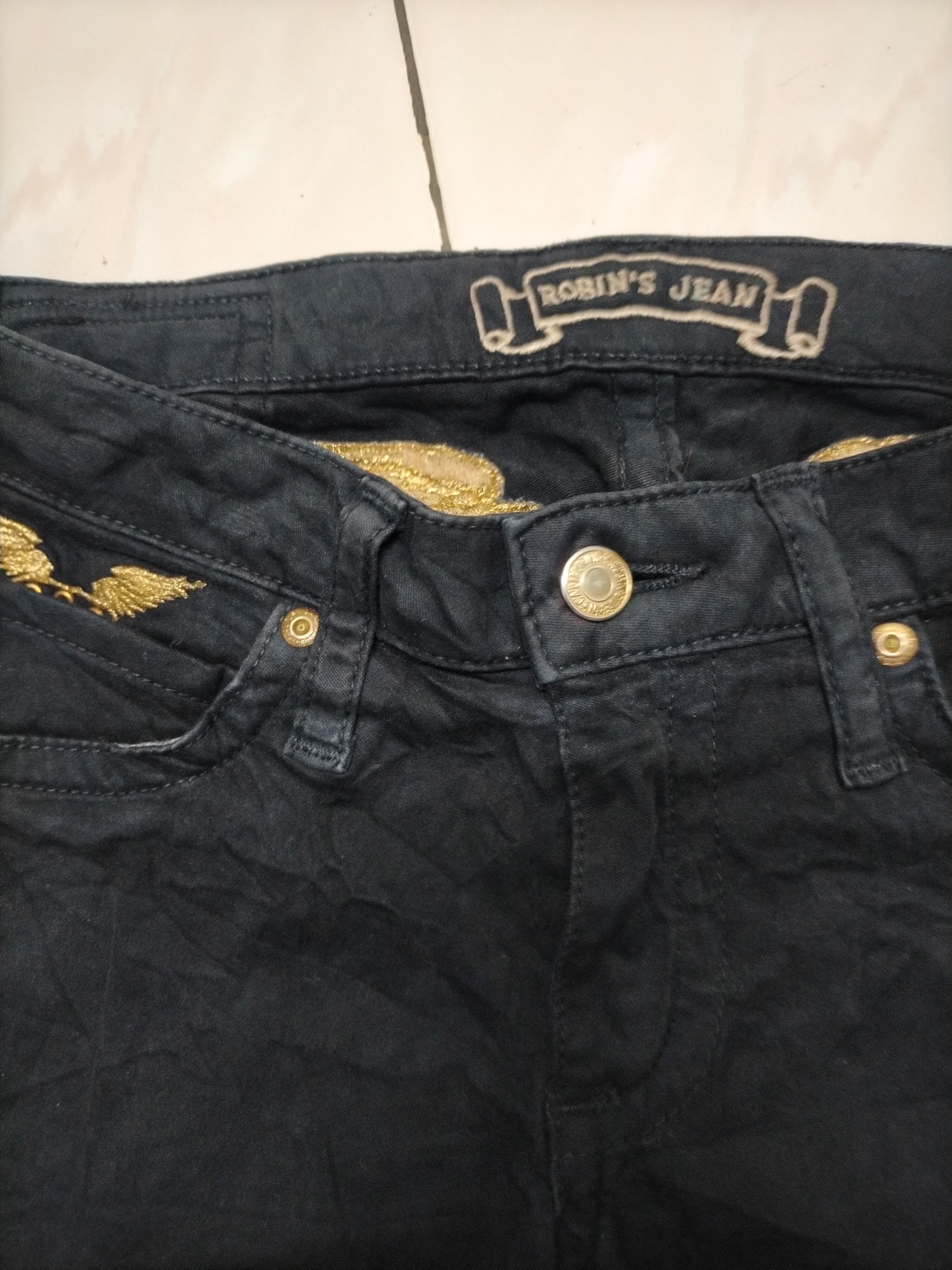 RARE Vintage Robins Jeans Black and shops Gold Wings