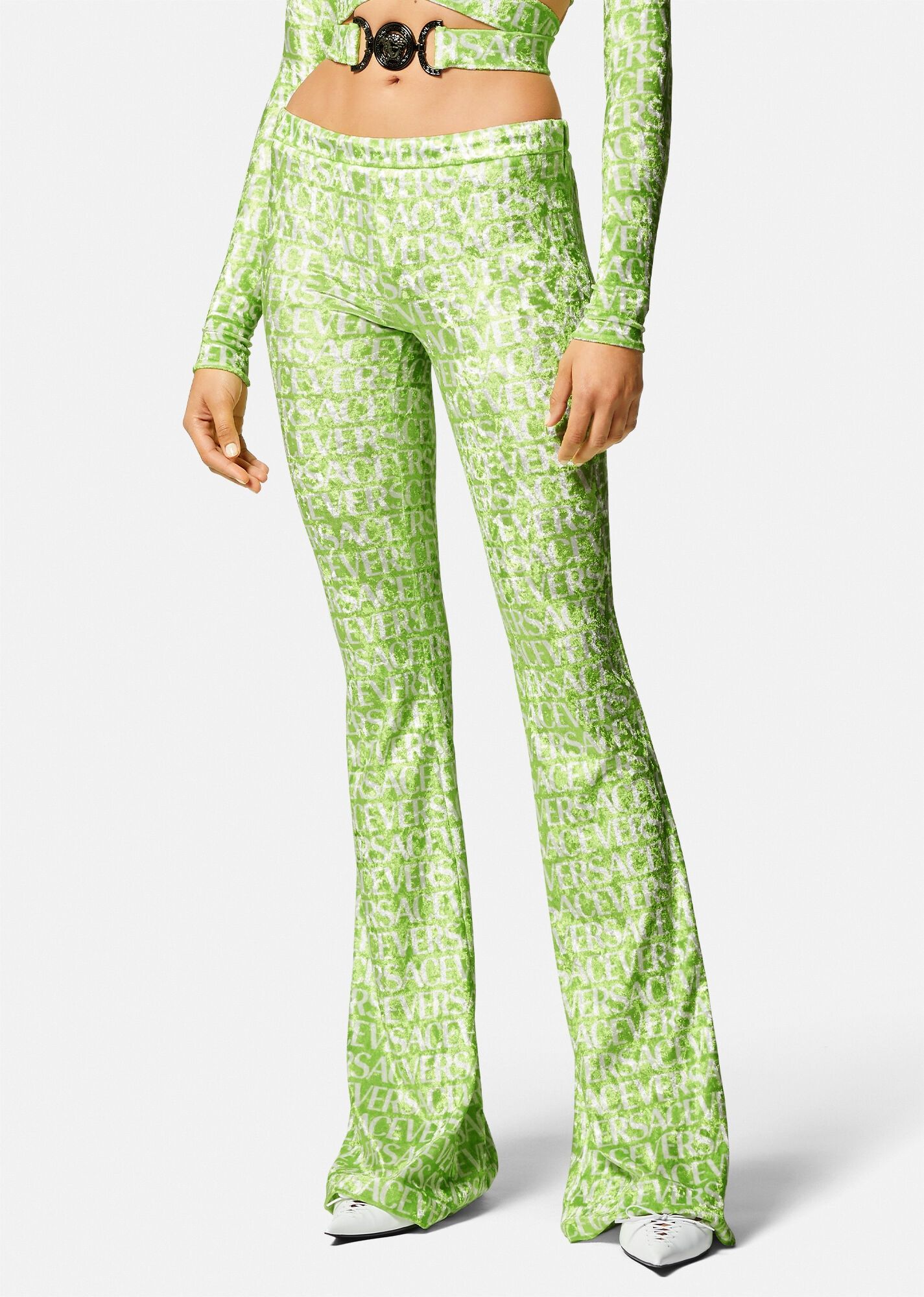 Versace o1y0226 Logo Sweatpant in Light Green/White Size 26" / US 2 / IT 38 - 2 Thumbnail