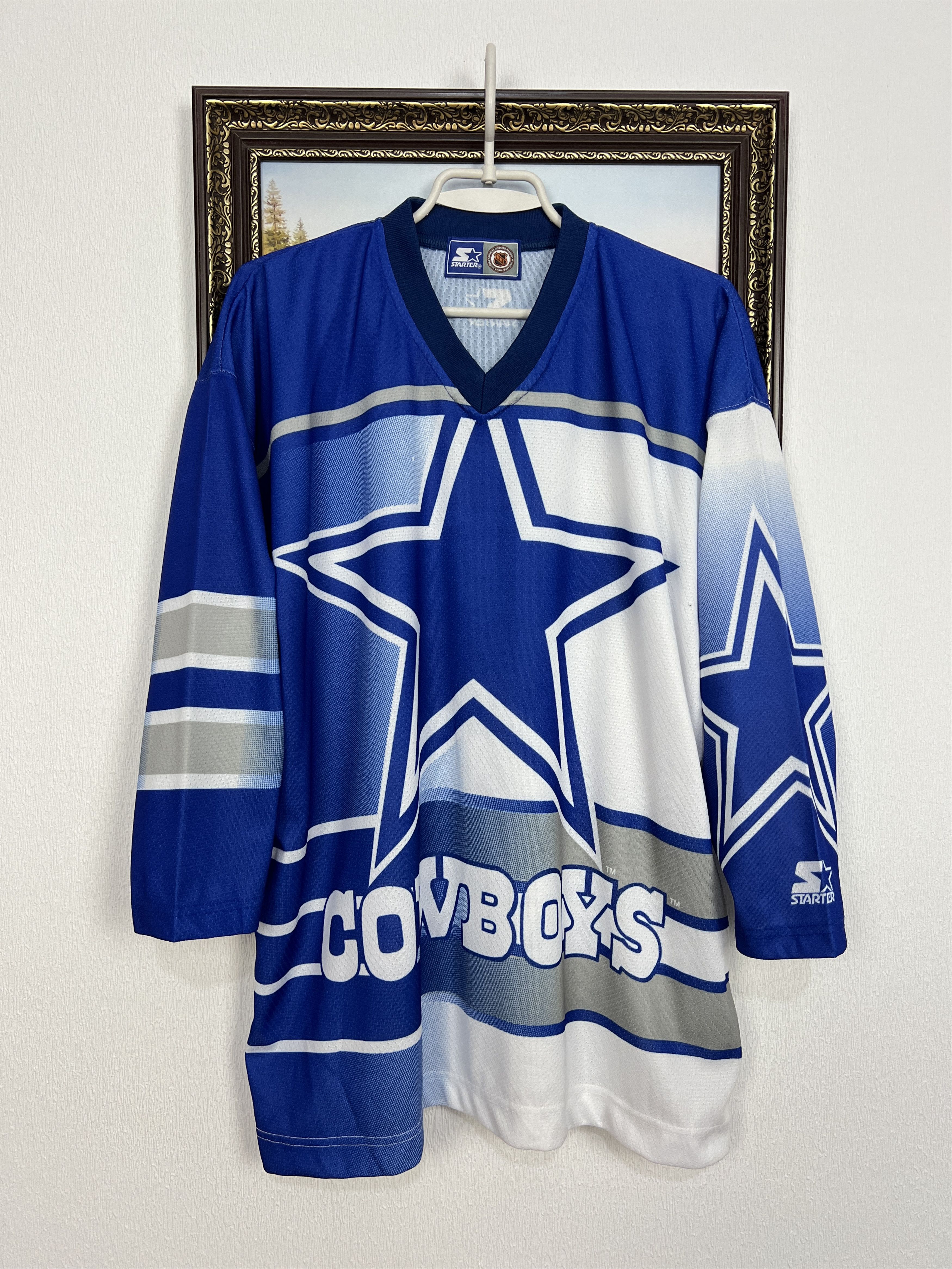 Starter Vintage Dallas Cowboys NFL Hockey Jersey Over Print Shirt Size US XL / EU 56 / 4 - 1 Thumbnail