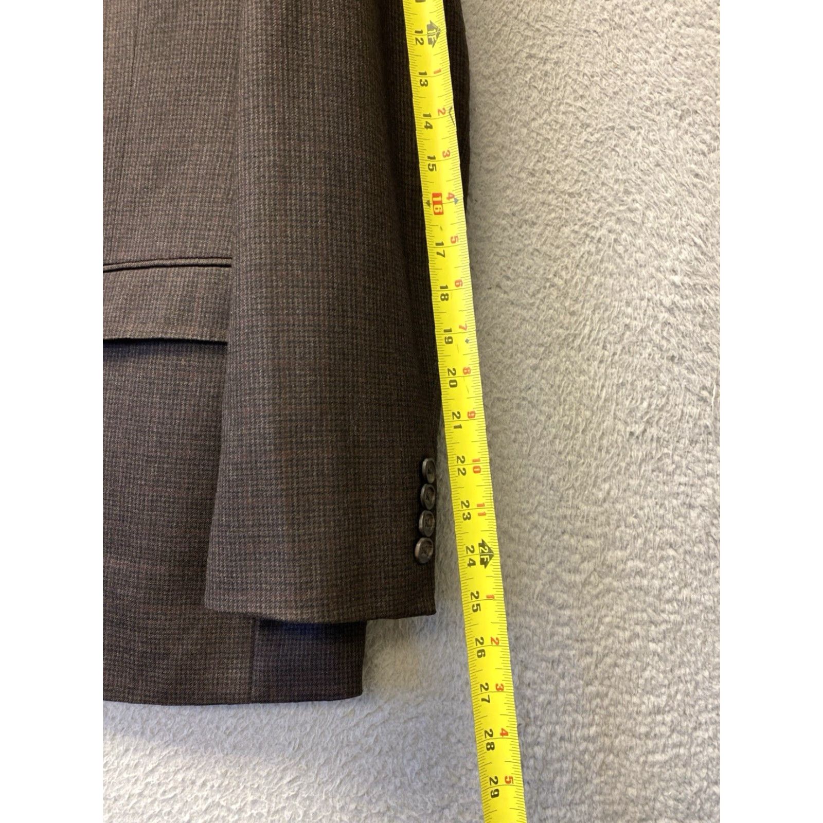 Ralph Lauren RALPH LAUREN 44 Blazer Jacket Wool Houndstooth Glen Plaid Slim Fit Brown Mens Size 44R - 7 Thumbnail