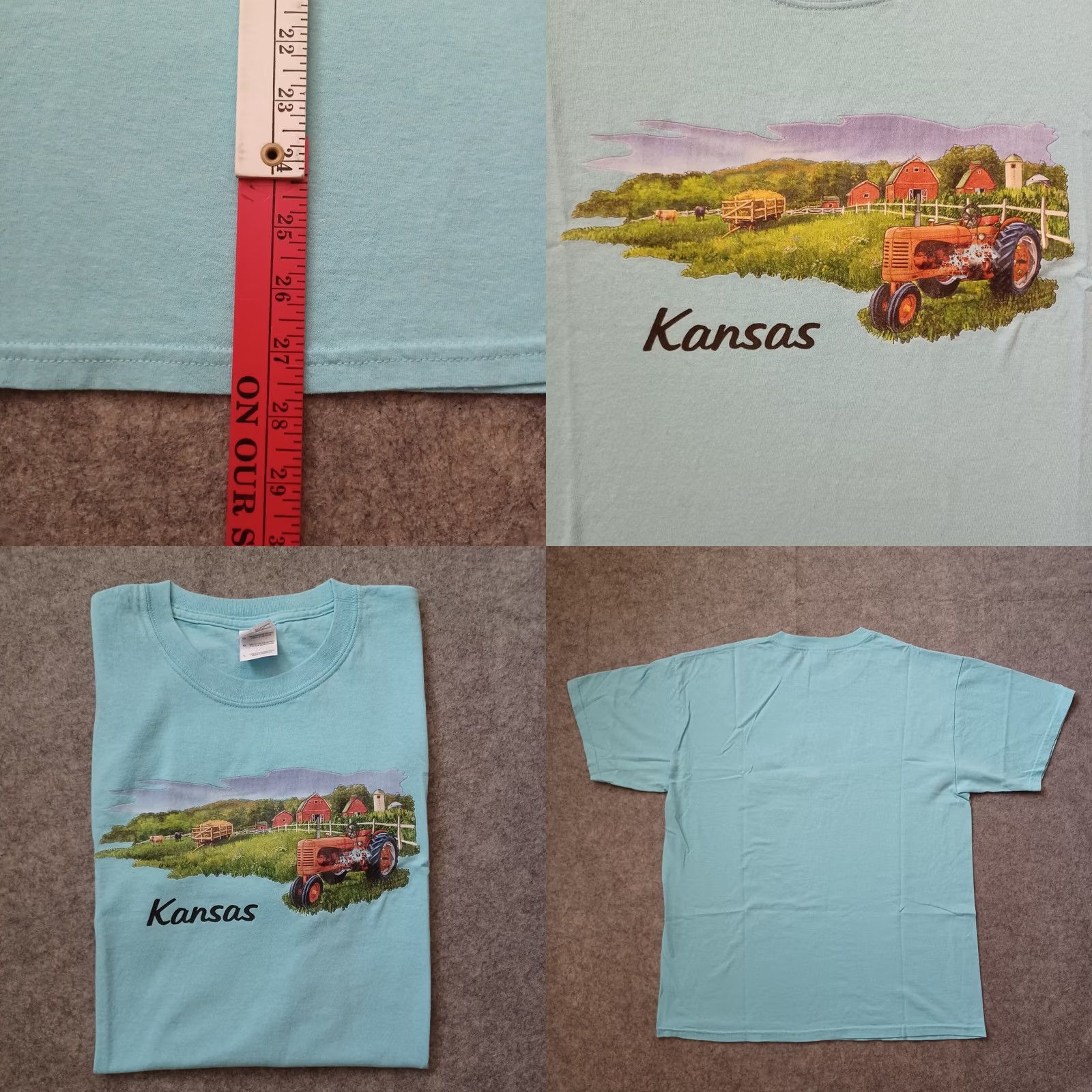 Gildan Kansas Mens T Shirt Size Large Blue State Farm Graphic Logo Short Sleeve Size US L / EU 52-54 / 3 - 8 Thumbnail