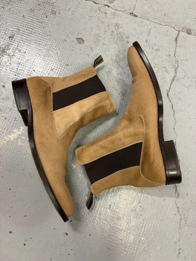 Roberto Cavalli 2000s Roberto Cavalli Beige Ponyhair Chelsea Leather Boots Size US 9 / EU 42 - 6 Thumbnail