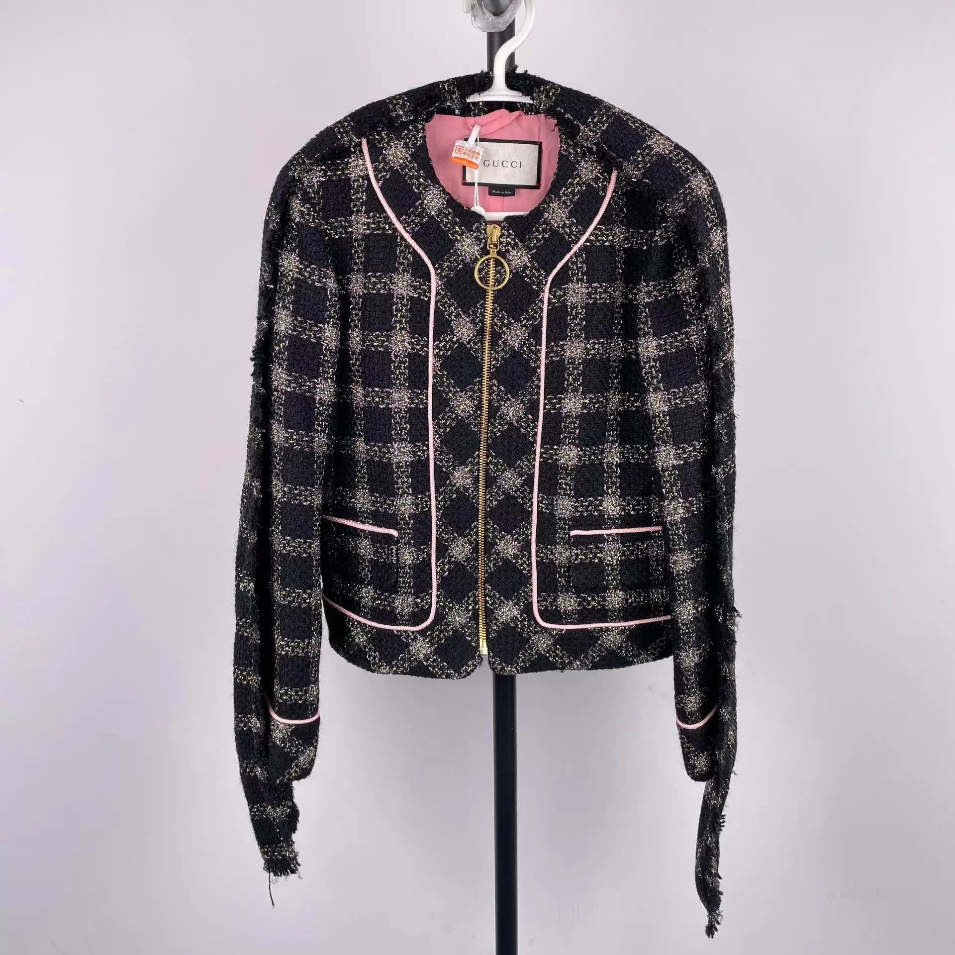 Gucci Gucci Metallic Gold Check Jacket 40 260429JTJ5K01 Size S / US 4 / IT 40 - 1 Thumbnail
