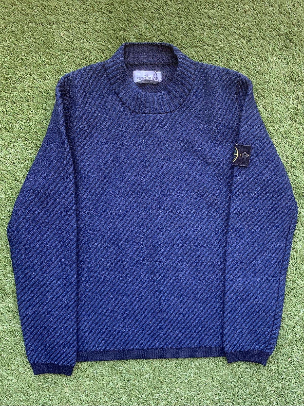Stone Island Stone Island Logo Appliqued Knitted Cotton Sweater Size US M / EU 48-50 / 2 - 1 Thumbnail