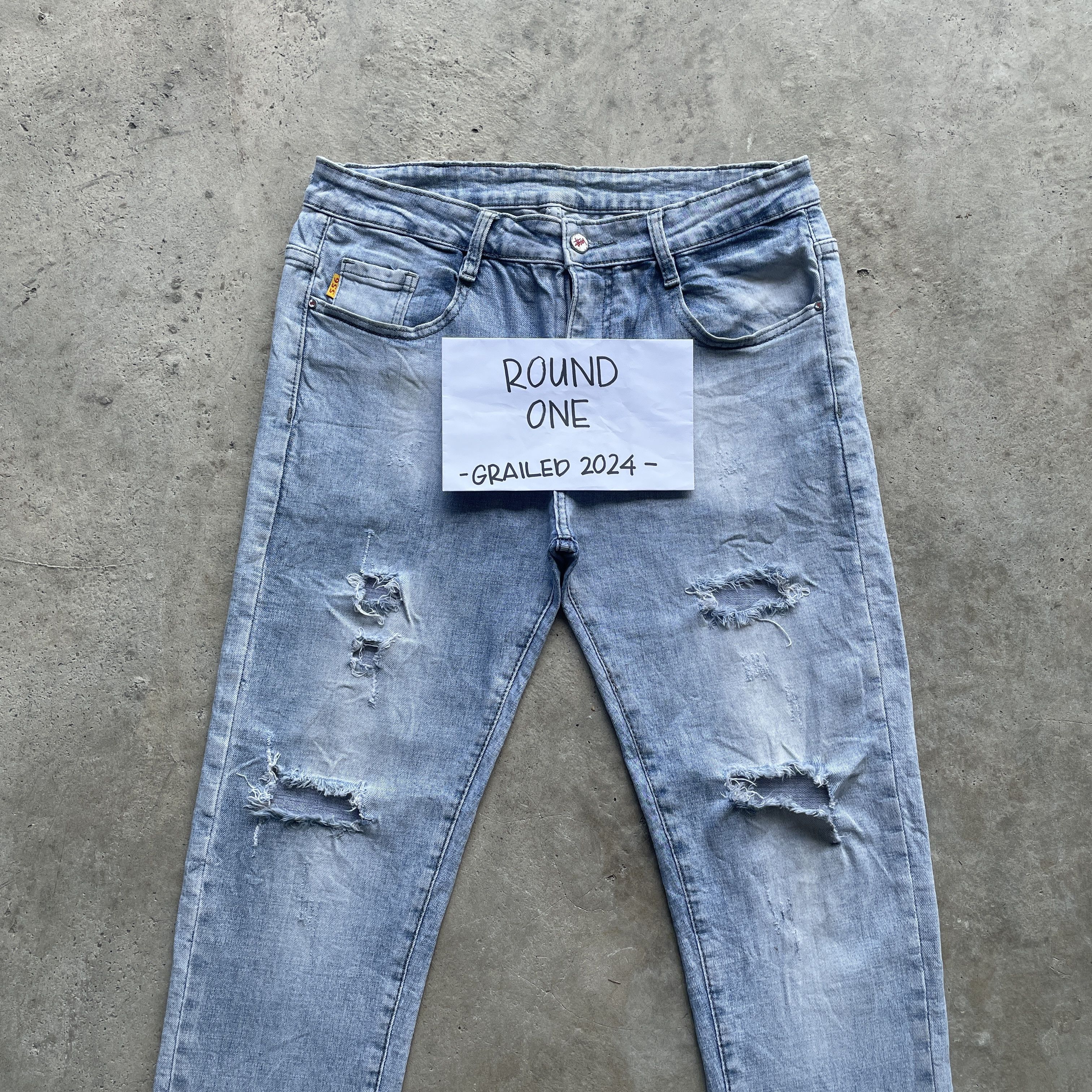 Stussy W31 STUSSY 556 FADED RIPPED JEANS DISTRESSED PANTS Size US 31 - 3 Thumbnail