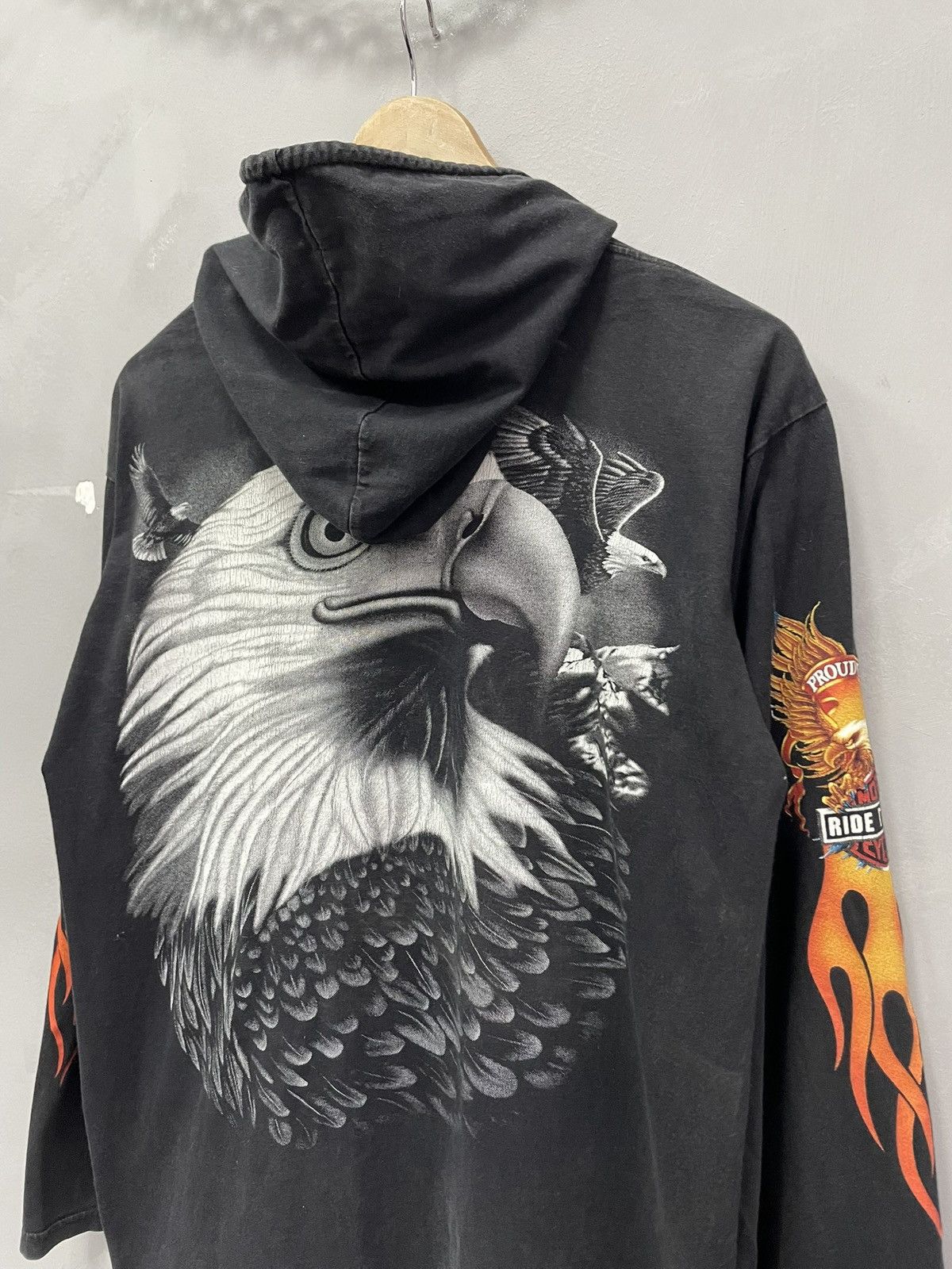Harley Davidson Harley Davidson flames 3D Black Hoodie Ride to live Style Size US M / EU 48-50 / 2 - 8 Thumbnail