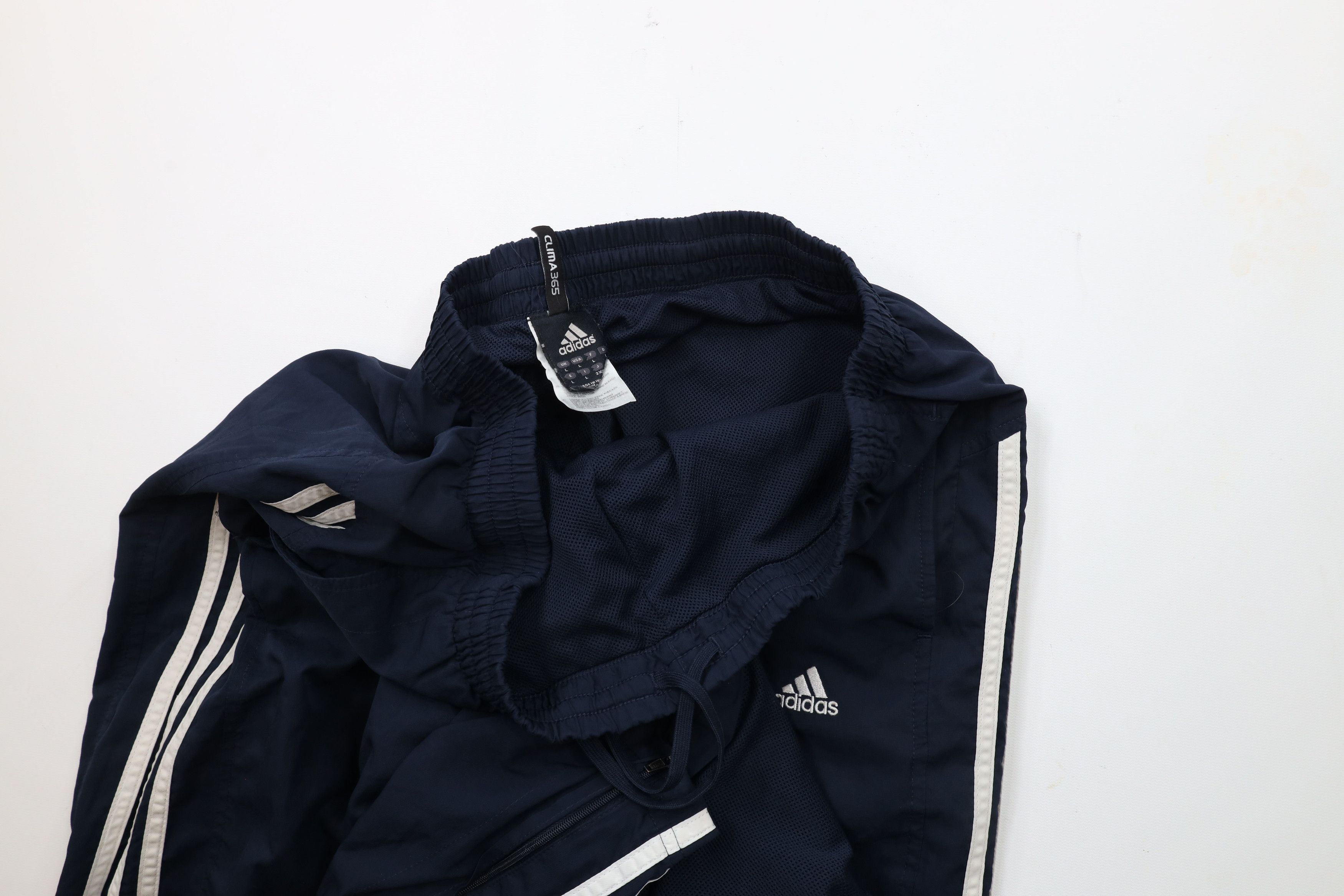 Adidas × Vintage Vintage Adidas Spell Out Striped Wide Leg Pants Navy Blue Size US 36 / EU 52 - 8 Thumbnail