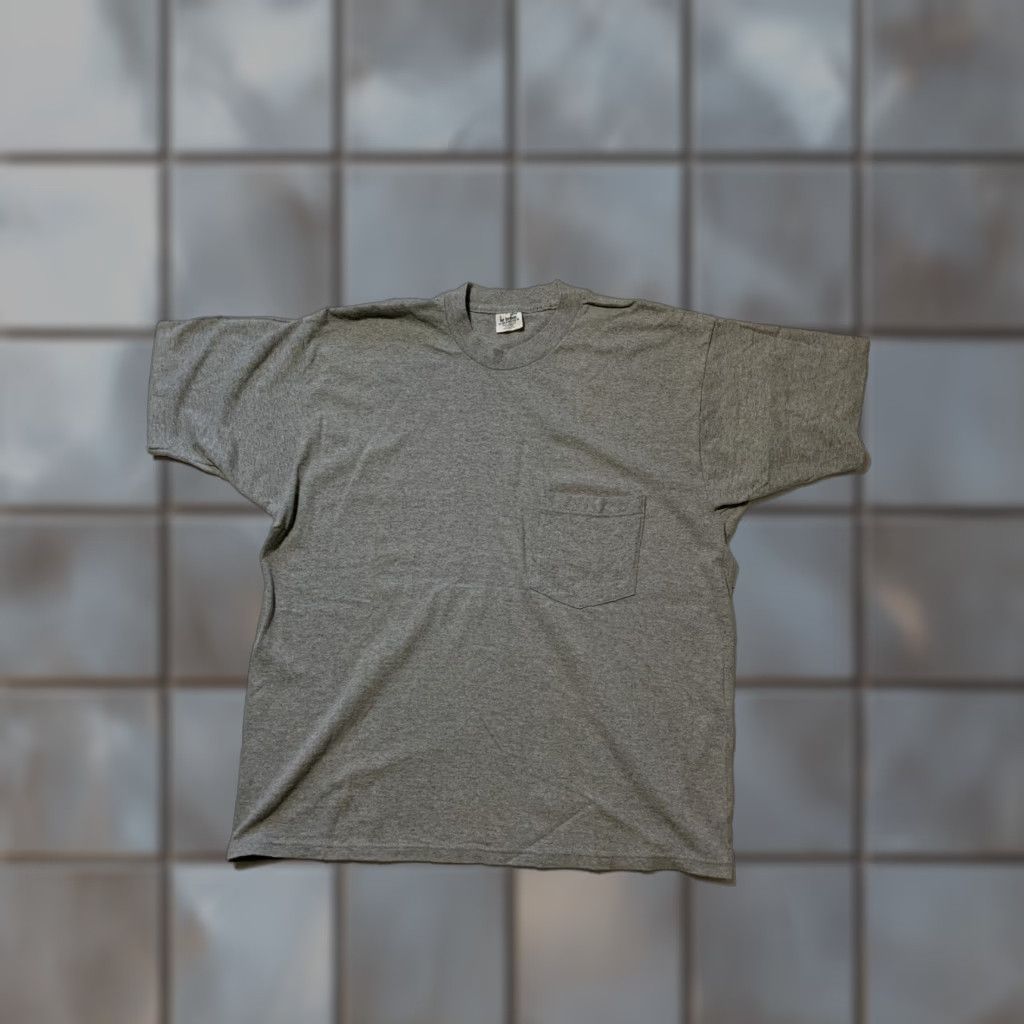 Vintage VINTAGE Le Breve For Mervyn’s Pocket Blank T-Shirt LG Gray 1990s Cotton Made In USA Crewneck Mens Size US L / EU 52-54 / 3 - 1 Thumbnail