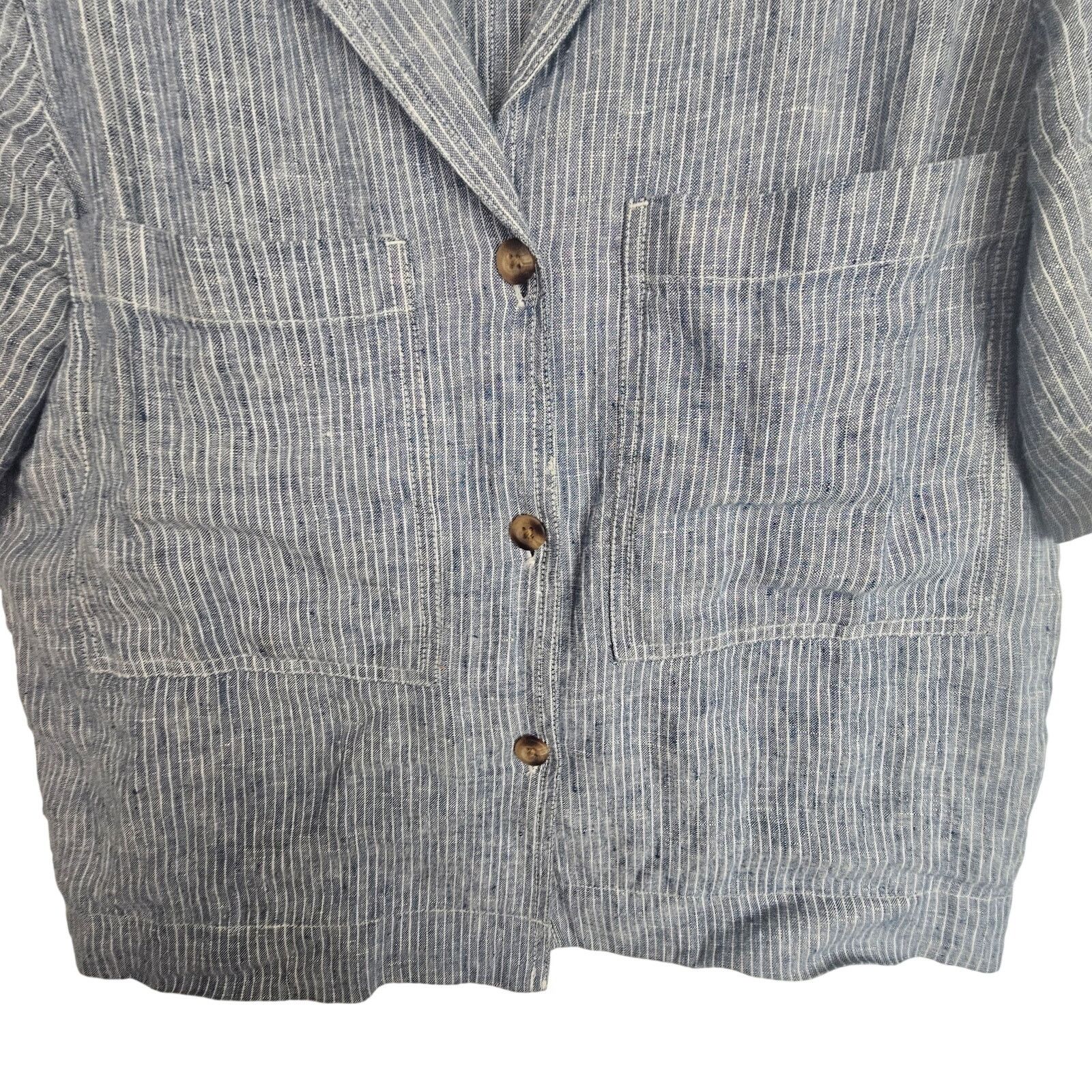 Everlane Everlane Women Striped Linen Button Shirt XS Boxy Resortwear Size XS / US 0-2 / IT 36-38 - 3 Thumbnail