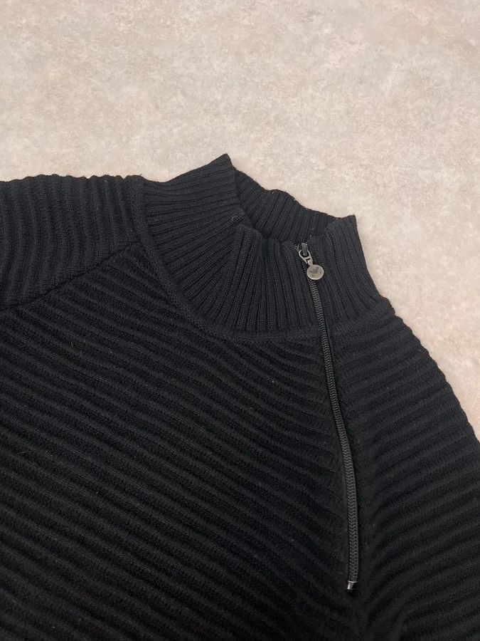 Armani 2000s Armani Asymmetrical Zip Collar Black Sweater Size US L / EU 52-54 / 3 - 5 Thumbnail