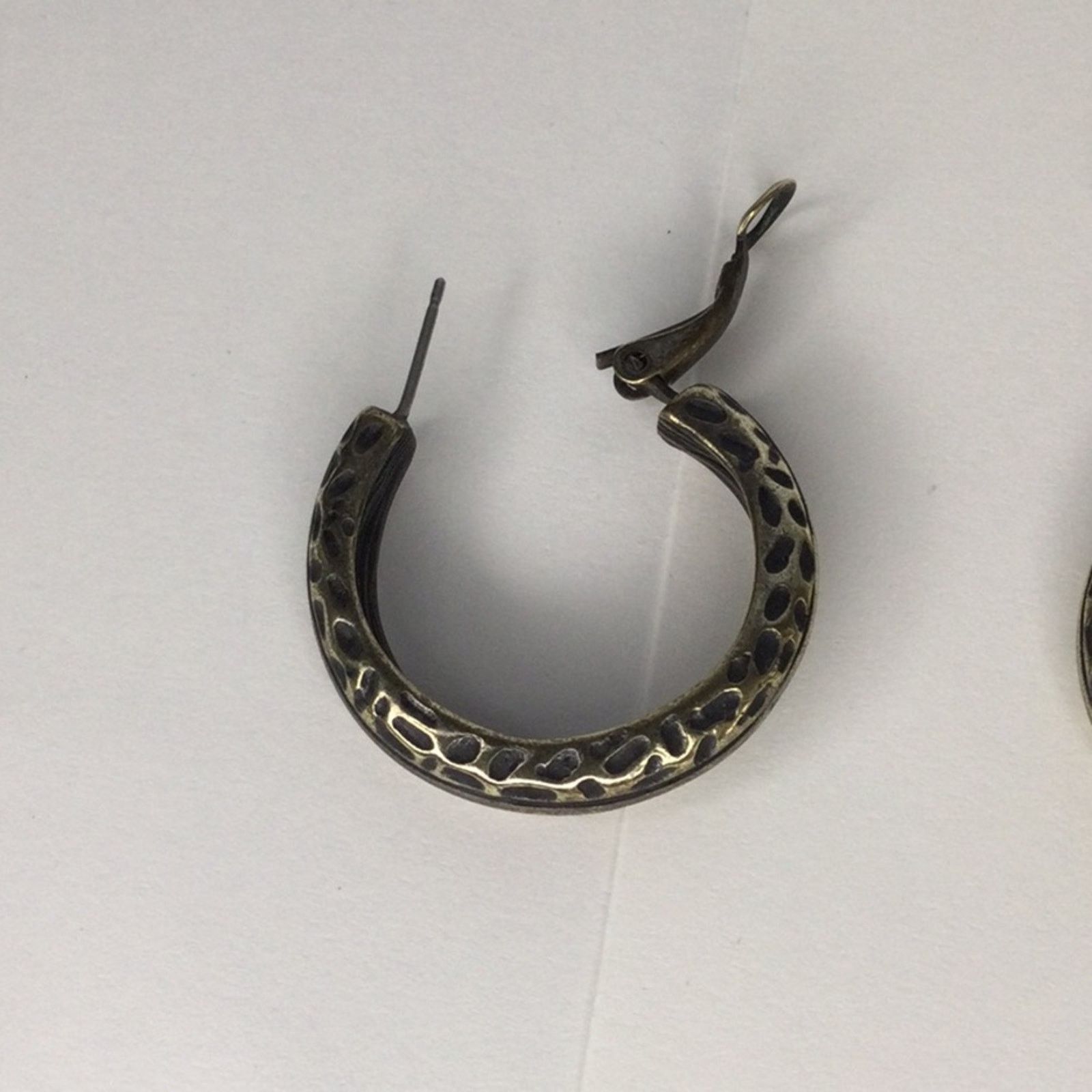 Other Gold & Black Vintage Earrings Hammered Latch Back Hoop Size ONE SIZE - 10 Thumbnail