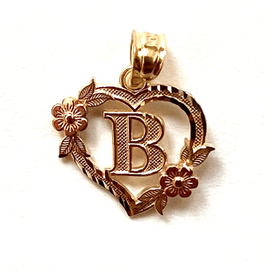 Handmade 14k Solid Gold Initial B Heart Charm | | Grailed