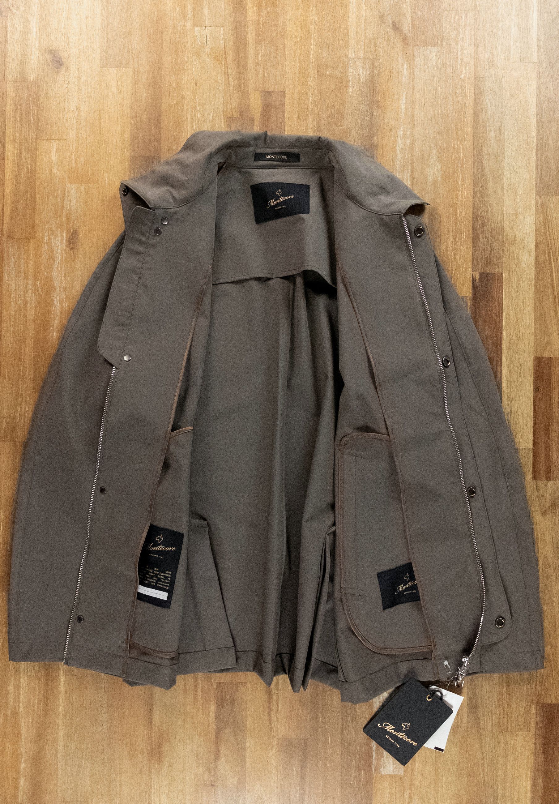 MONTECORE Italy khaki green nylon coat jacket Large