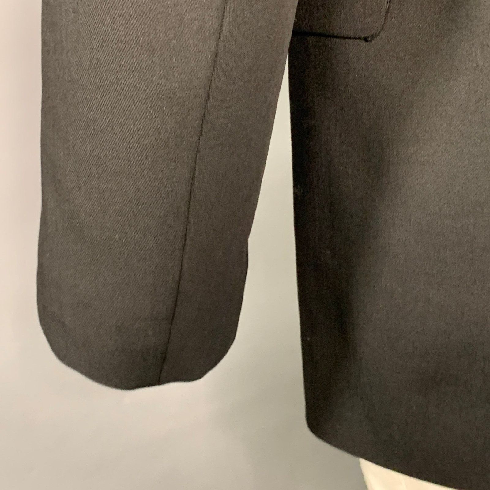 Issey Miyake ISSEY MIYAKE Size L Black Twill Wool Notch Lapel Sport Coat Size 44R - 4 Thumbnail