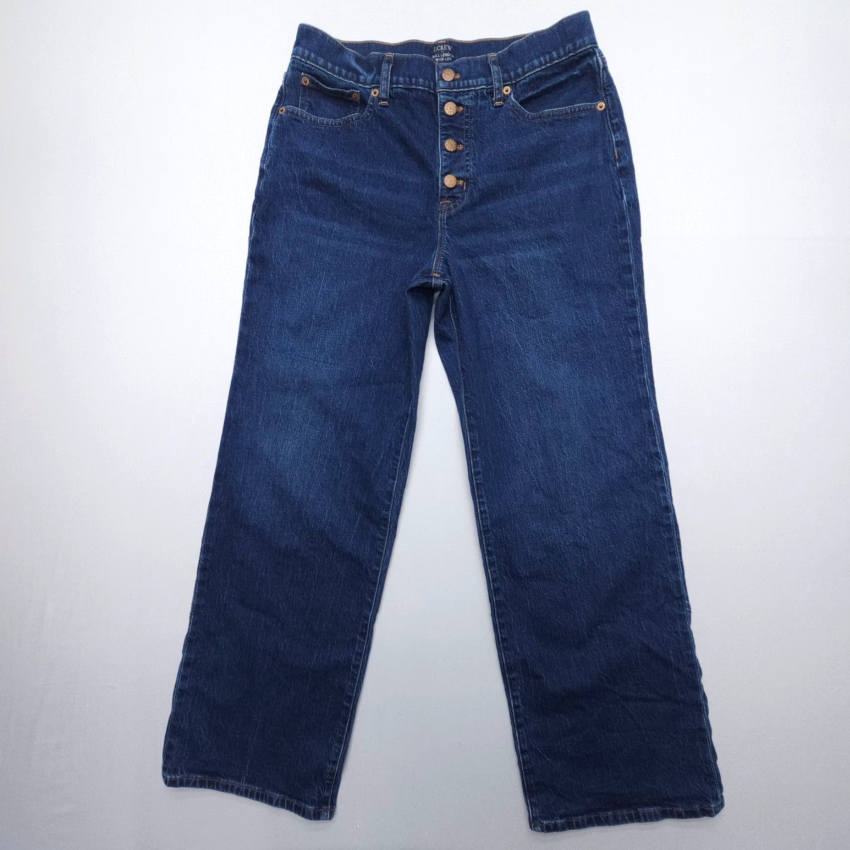 J.Crew J. Crew Jeans Womens 29 Wide-Leg Full Length Button Fly Dark Wash Denim Jeans Size 29" - 2 Thumbnail