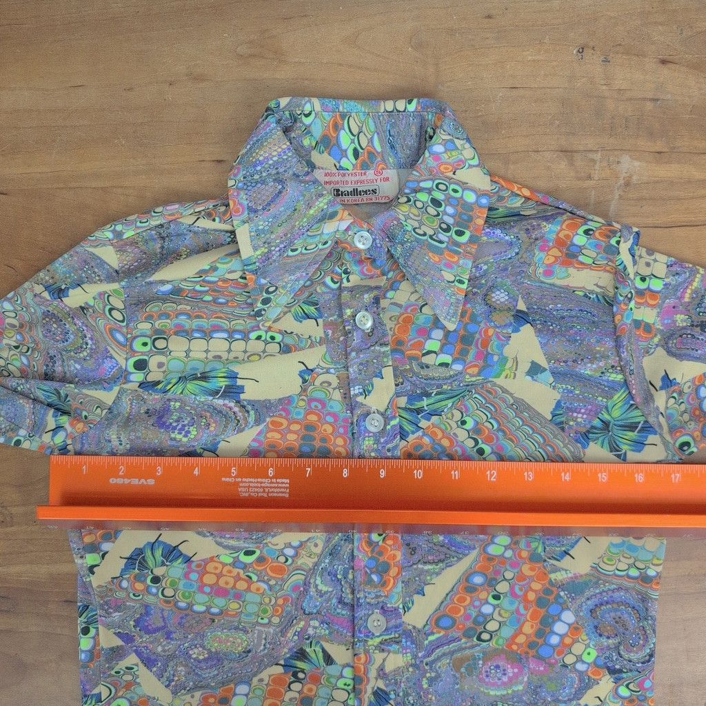 Vintage Ladies' 70s Vintage Psychedelic "Disco" Shirt Small Size S / US 4 / IT 40 - 6 Thumbnail