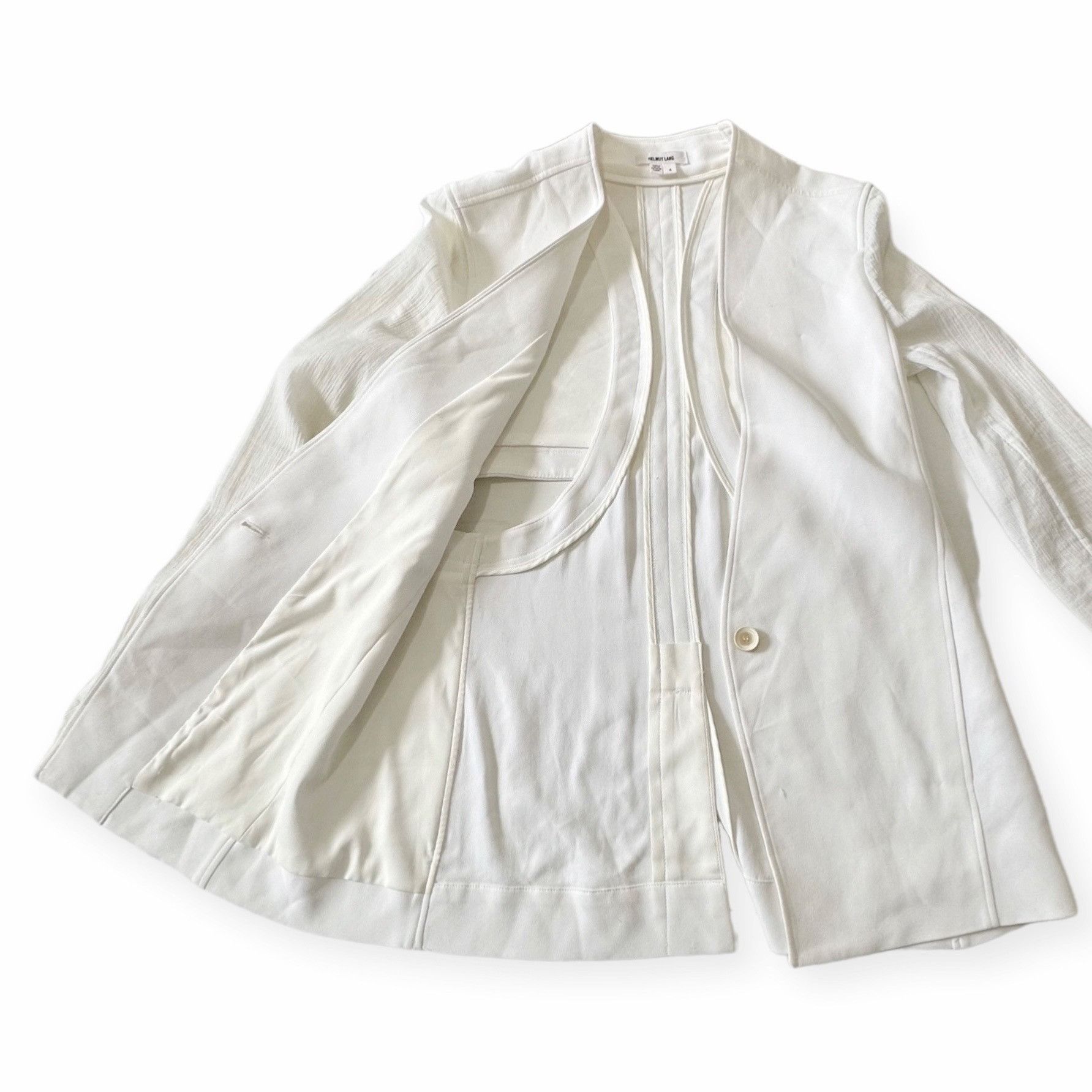 Helmut Lang Helmut Lang Torsion White Cutout Blazer, Size 4 Size S / US 4 / IT 40 - 6 Thumbnail