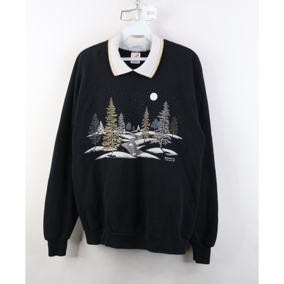 Vintage Vintage 90s Streetwear Faded Christmas Collared Sweatshirt Size XL / US 12-14 / IT 48-50 - 1 Thumbnail