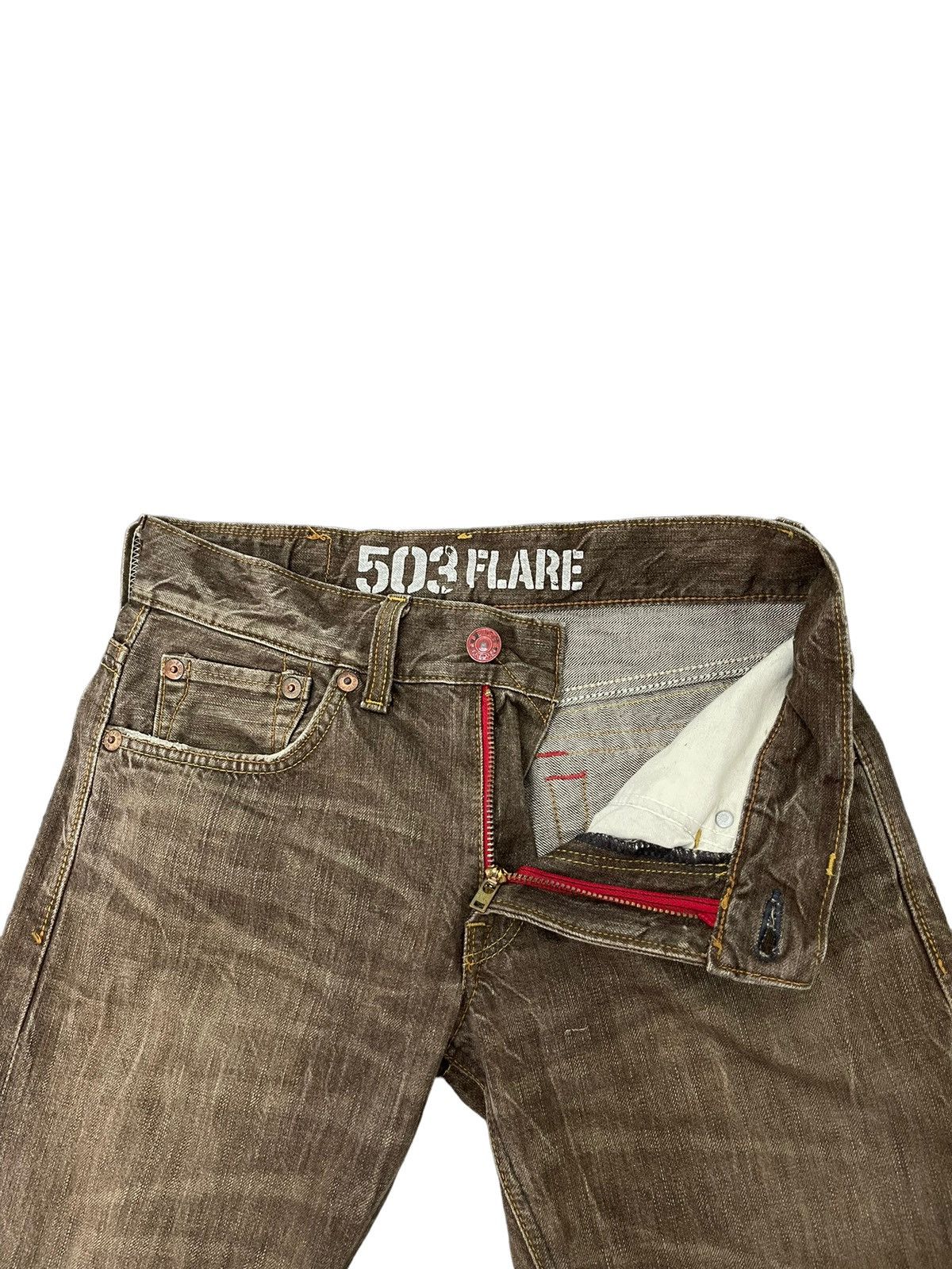 Edwin Flare Jeans Edwin Japan Faded Distress Boot Cut 7🟦7 Size US 31 - 11 Thumbnail