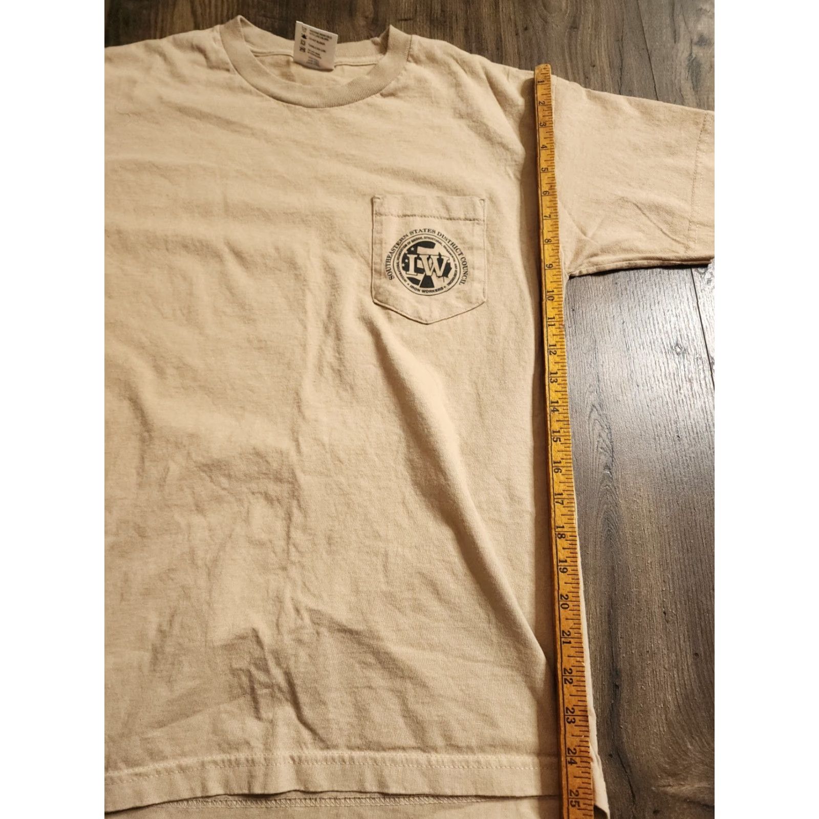 Doublet Bayside Mens L T Shirt Union Graphic Print Double-Sided Local 447 Iron Workers Beige Cotton Crew Neck Short Sleeve Regular Mens Size US L / EU 52-54 / 3 - 3 Thumbnail