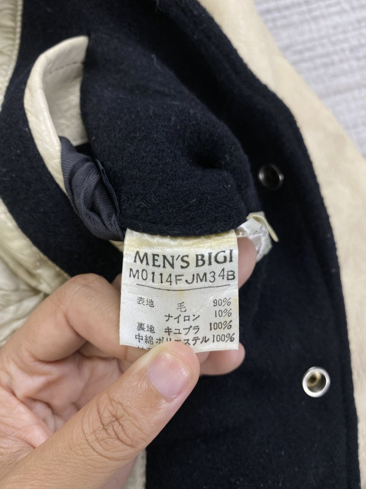 BIGI × Vintage Vtg Men’s Bigi Embroidery Spellout Varsity Leather Jacket Size US L / EU 52-54 / 3 - 9 Thumbnail
