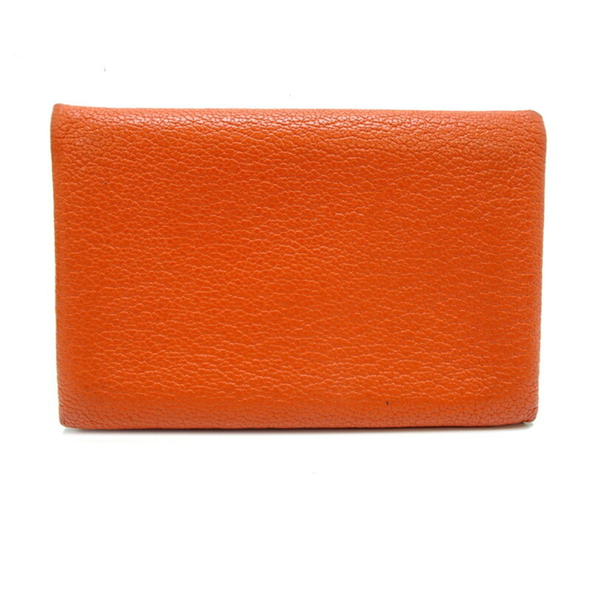 Hermes Hermes Hermès Calvi □Q Stamp 2013 Women's Coin Case Chevre Orange Size ONE SIZE - 1 Thumbnail
